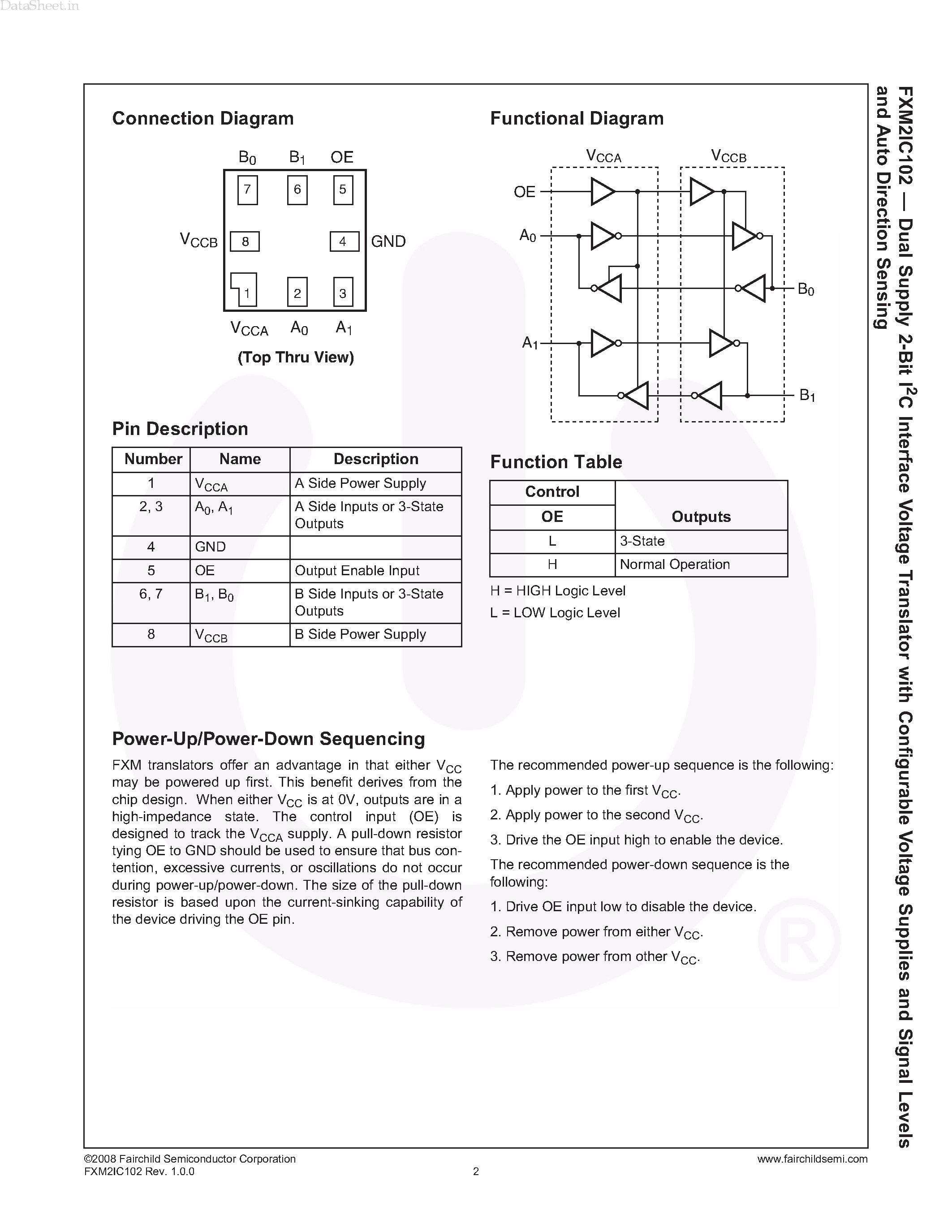 Даташит FXM2IC102 - Dual Supply 2-Bit I2C Interface Voltage Translator страница 2