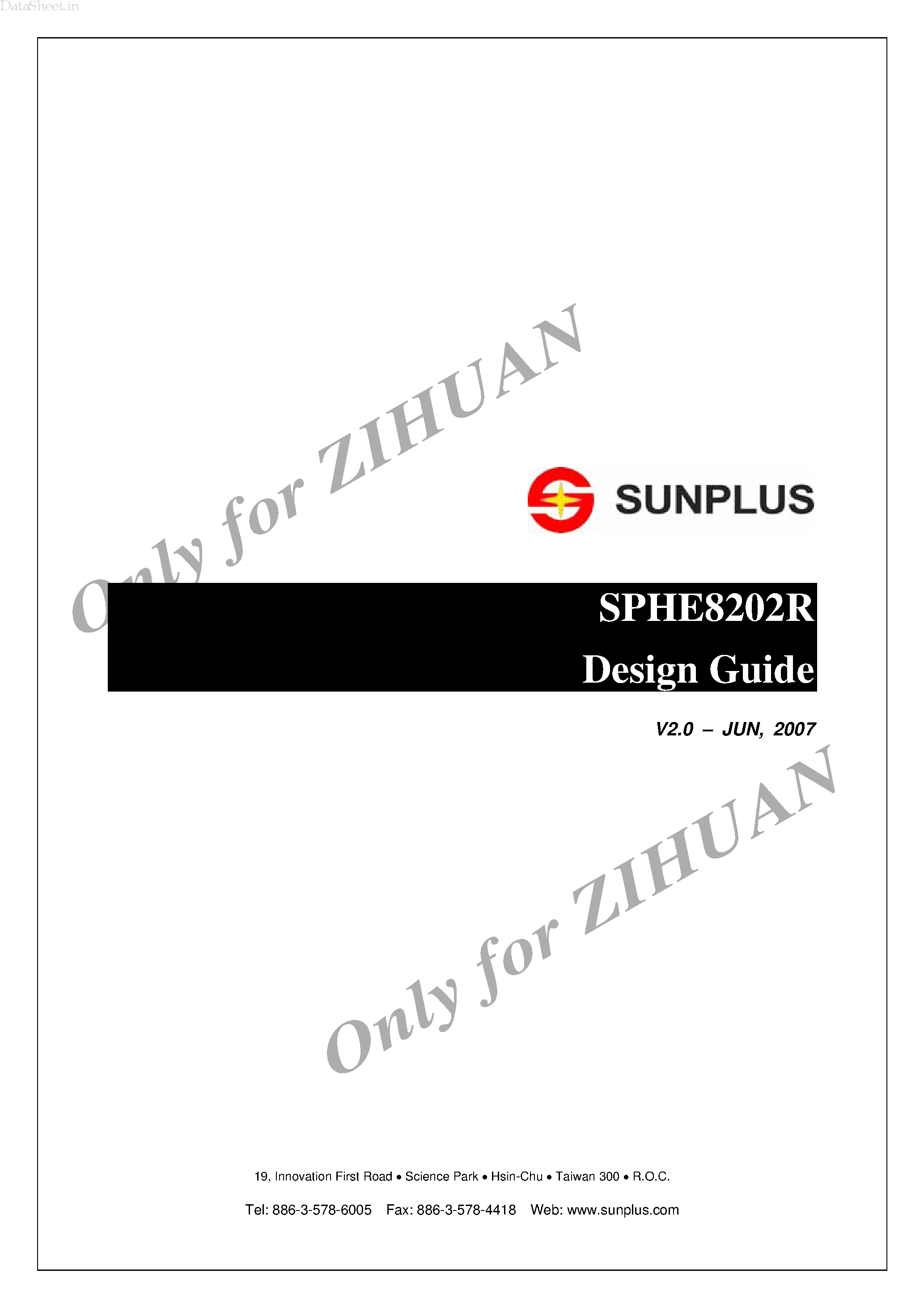 Даташит на микросхему SPHE8202R страница 1 Даташит SPHE8202R - страница 1