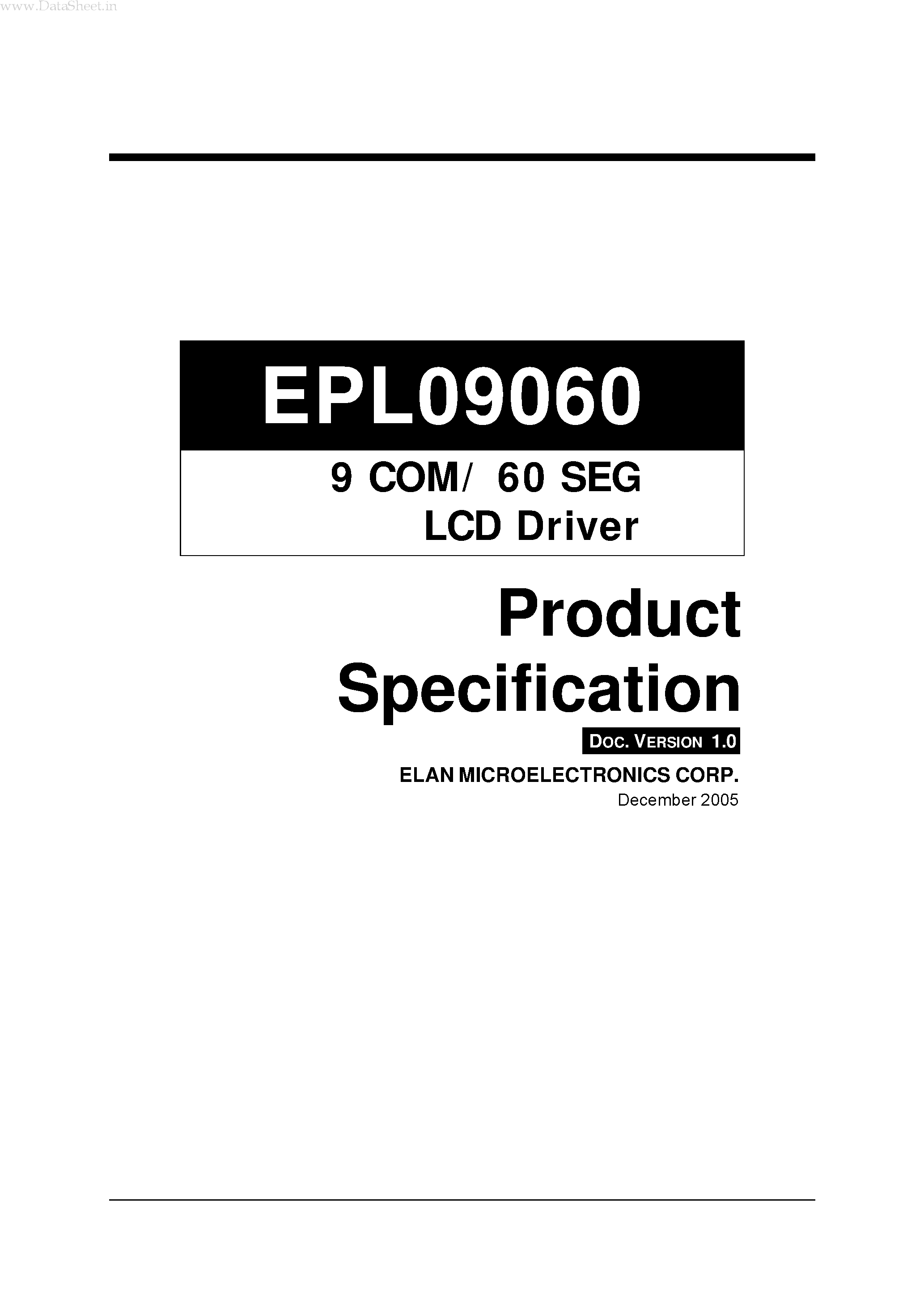 Даташит EPL09060 - 9 COM/ 60 SEG LCD Driver страница 1