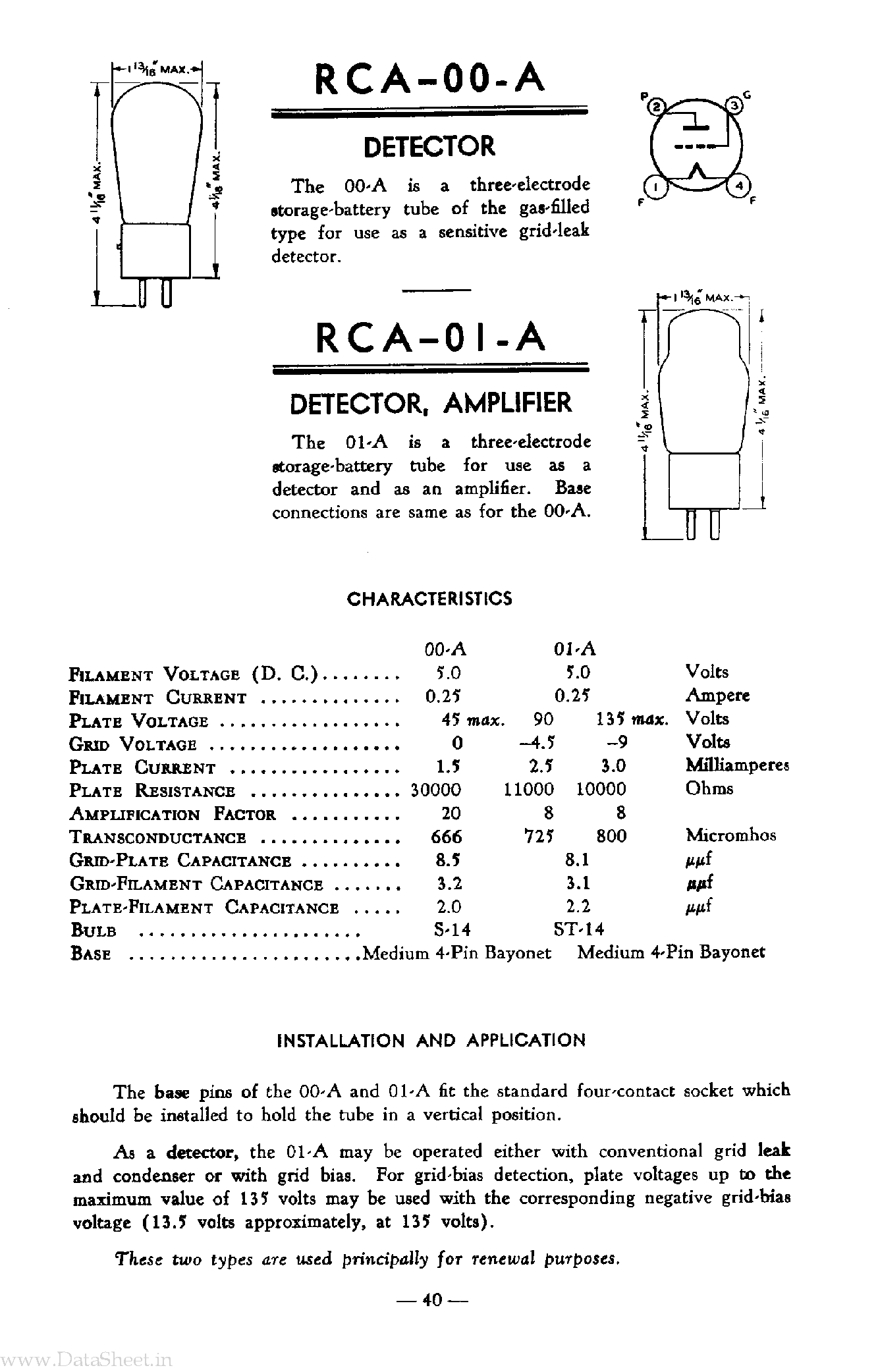 Datasheet RCA-01-A - Detector page 1