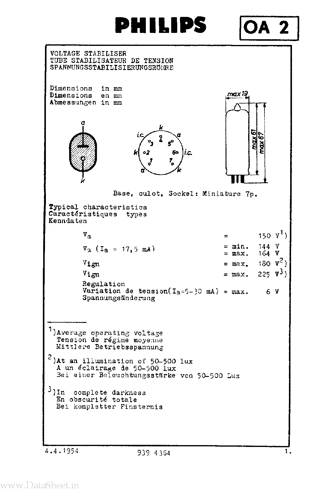 Datasheet 0A2 - Voltage Stabiliser page 1