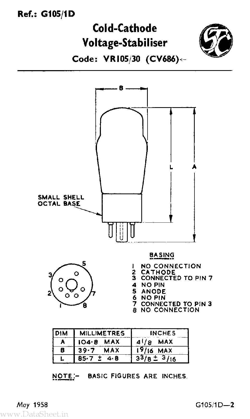 Datasheet G105-1D page 2 Datasheet G105-1D - Voltage Stabiliser page 2