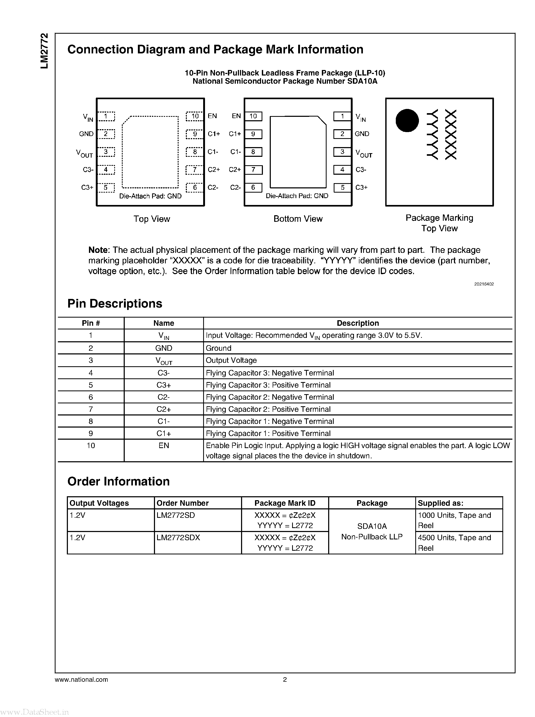 Datasheet LM2772 - Low-Ripple Switched Capacitor Step-Down Regulator page 2