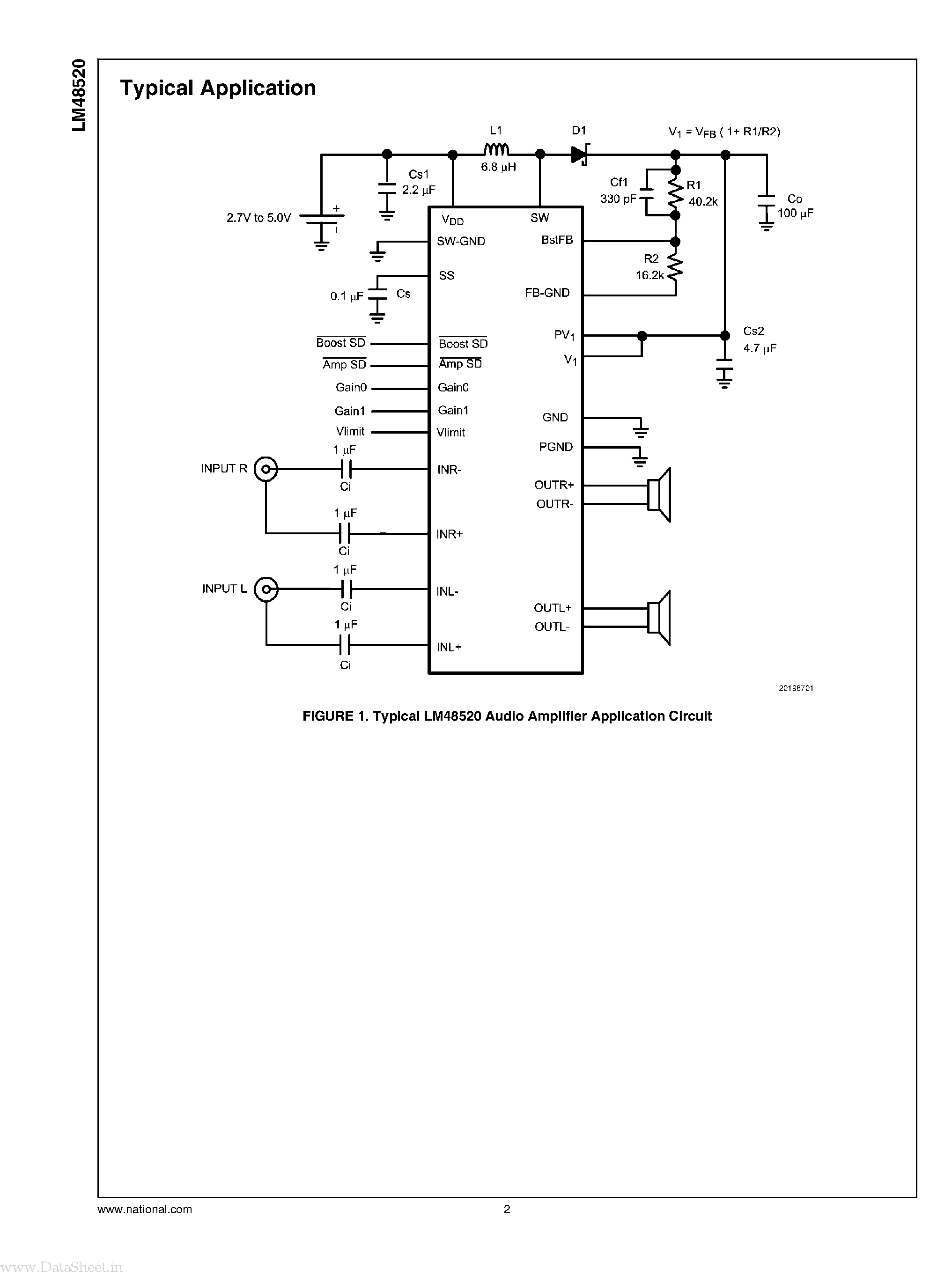 Datasheet LM48520 - Boosted Stereo Class D Audio Power Amplifier page 2