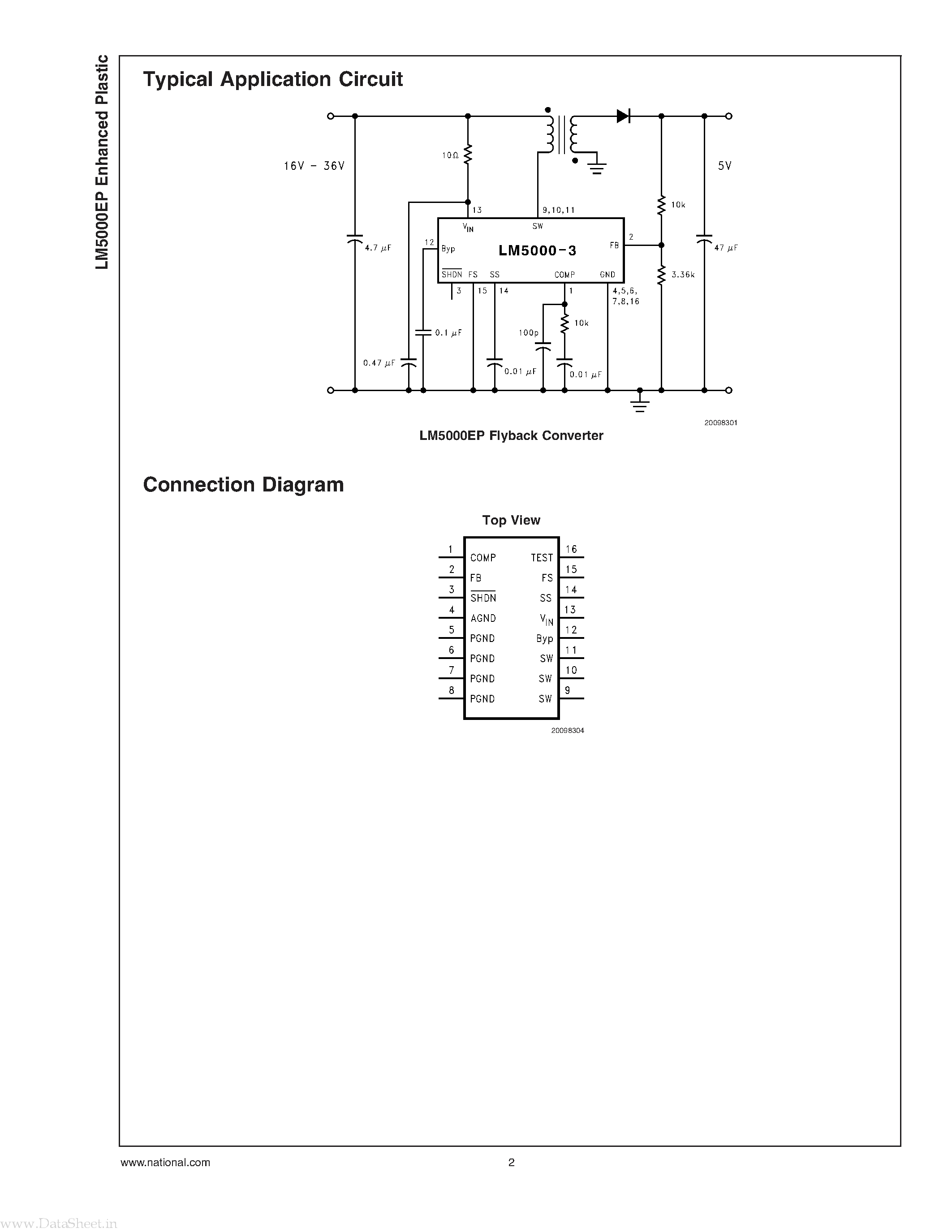 Даташит на микросхему LM5000EP страница 2 Даташит LM5000EP - Enhanced Plastic High Voltage Switch Mode Regulator страница 2