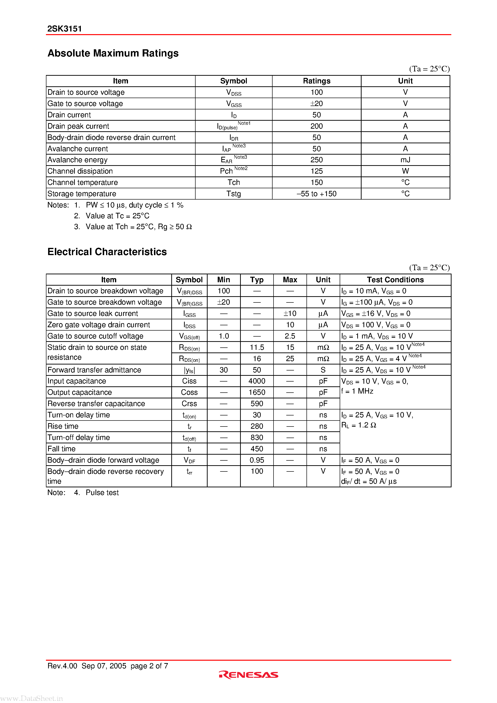 Datasheet K3151 page 2 Datasheet K3151 - Search -----> 2SK3151 page 2