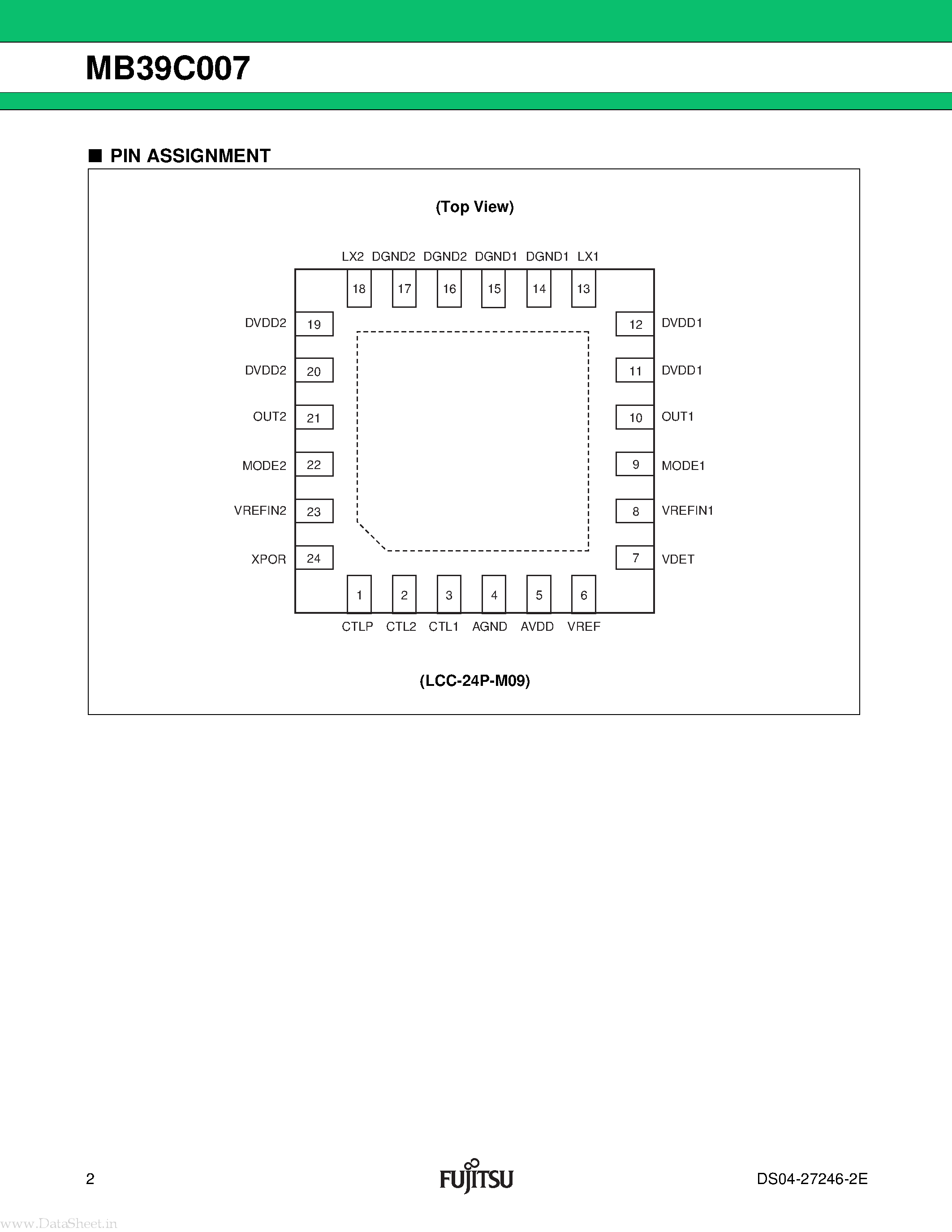 Datasheet MB39C007 - 2 ch DC/DC Converter IC Built-in Switching FET & voltage detection function page 2