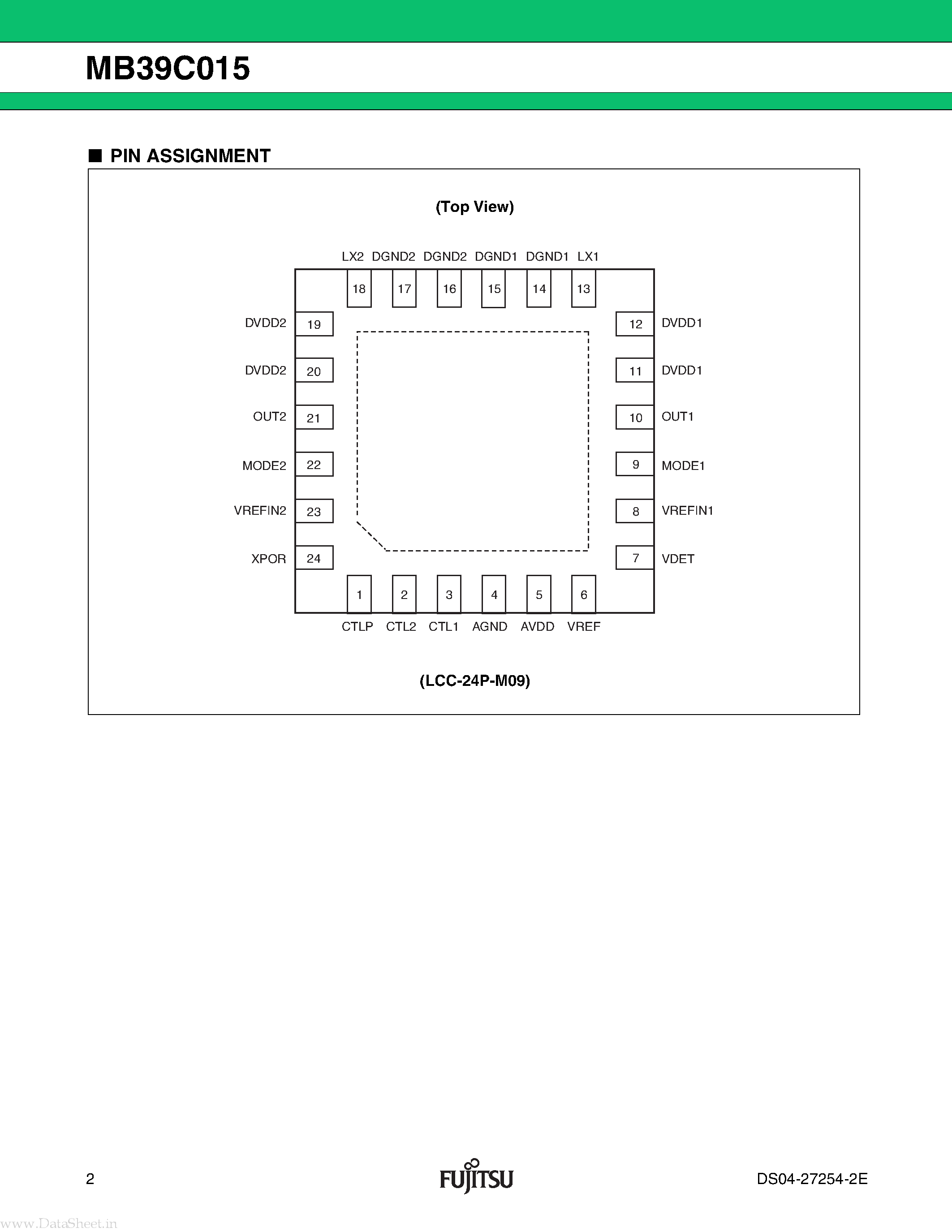 Datasheet MB39C015 - 2 ch DC/DC Converter IC Built-in Switching FET page 2