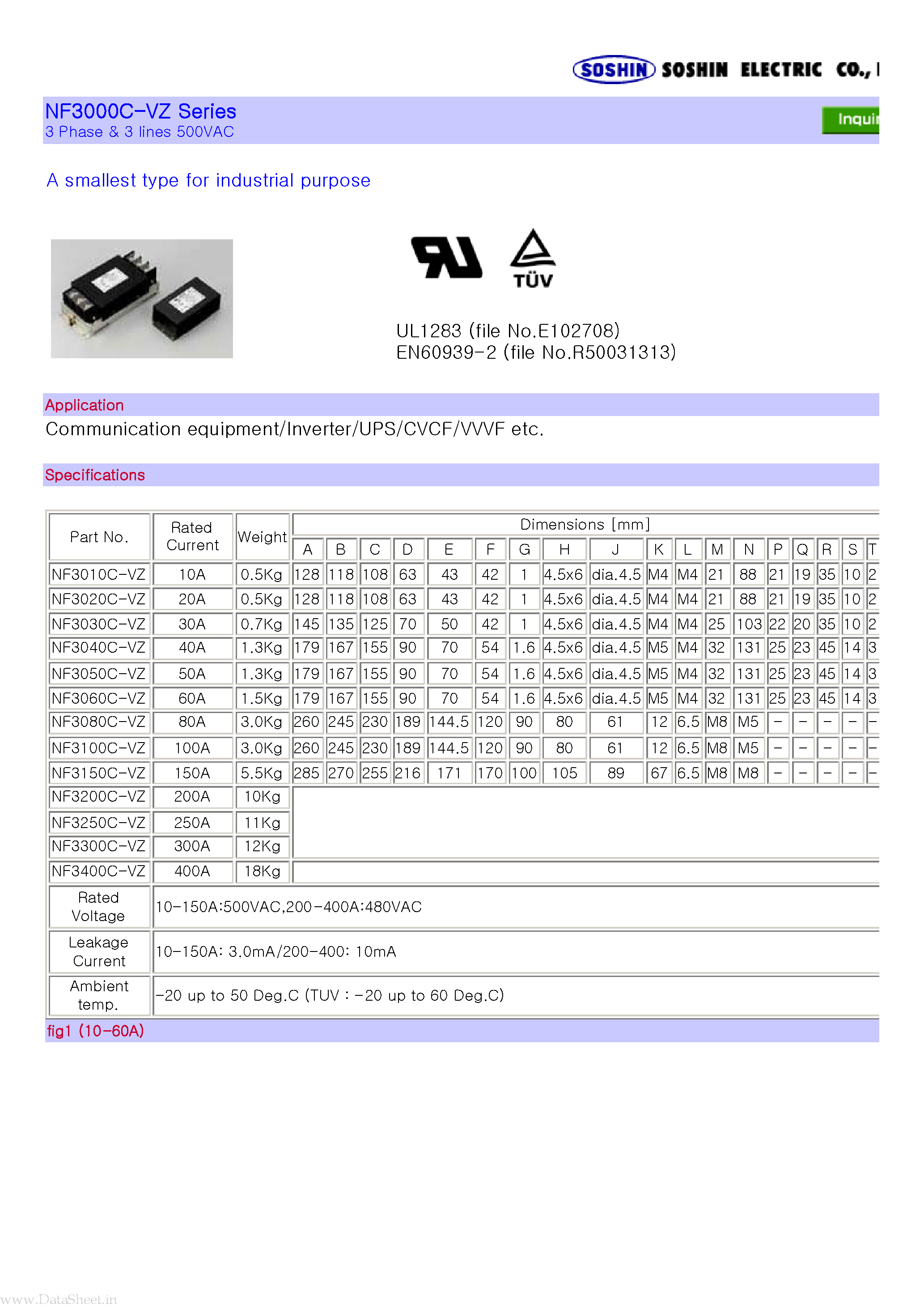 Datasheet NF3000C-VZ - A smallest type for industrial purpose page 1