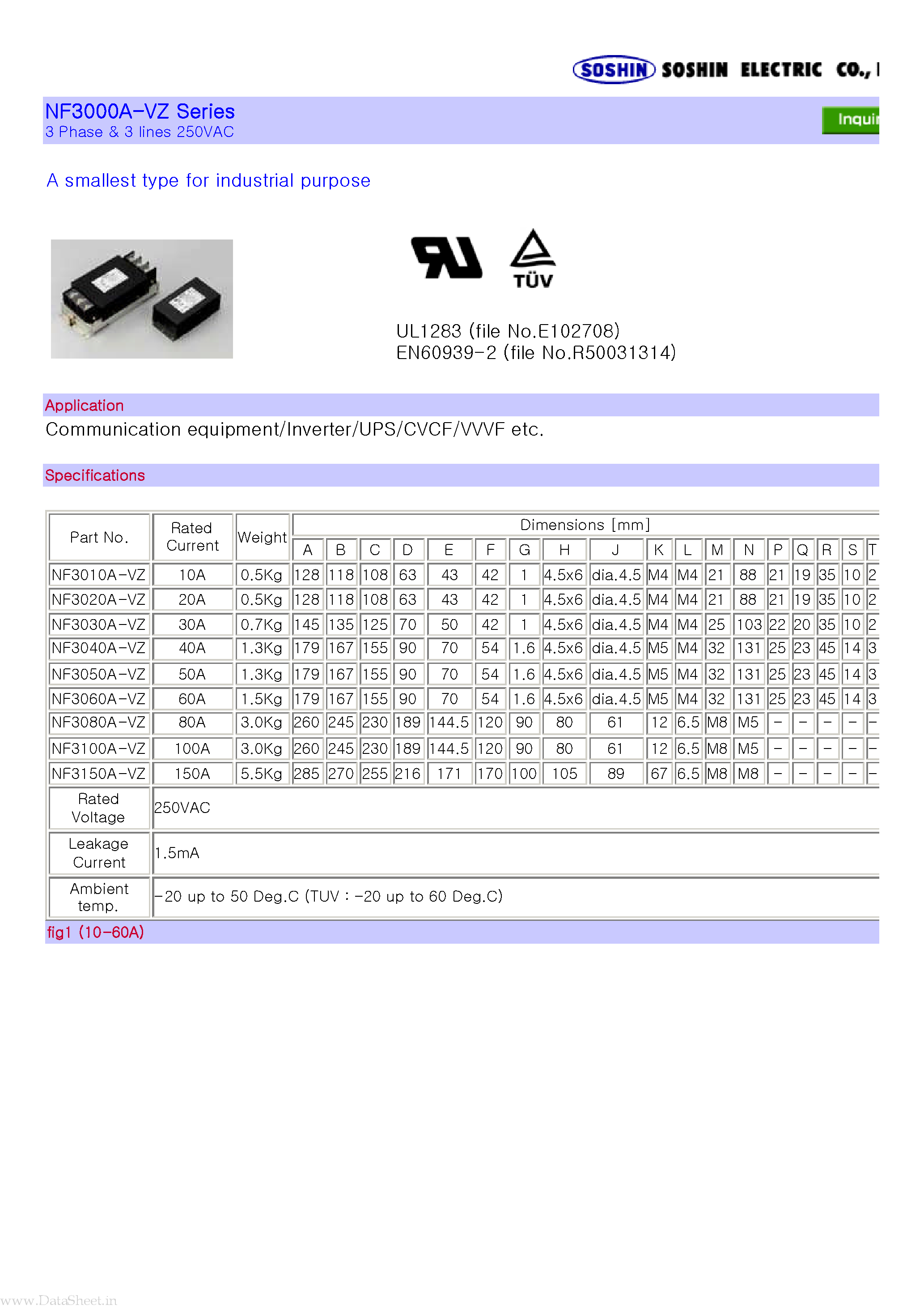 Datasheet NF3000A-VZ - A smallest type for industrial purpose page 1