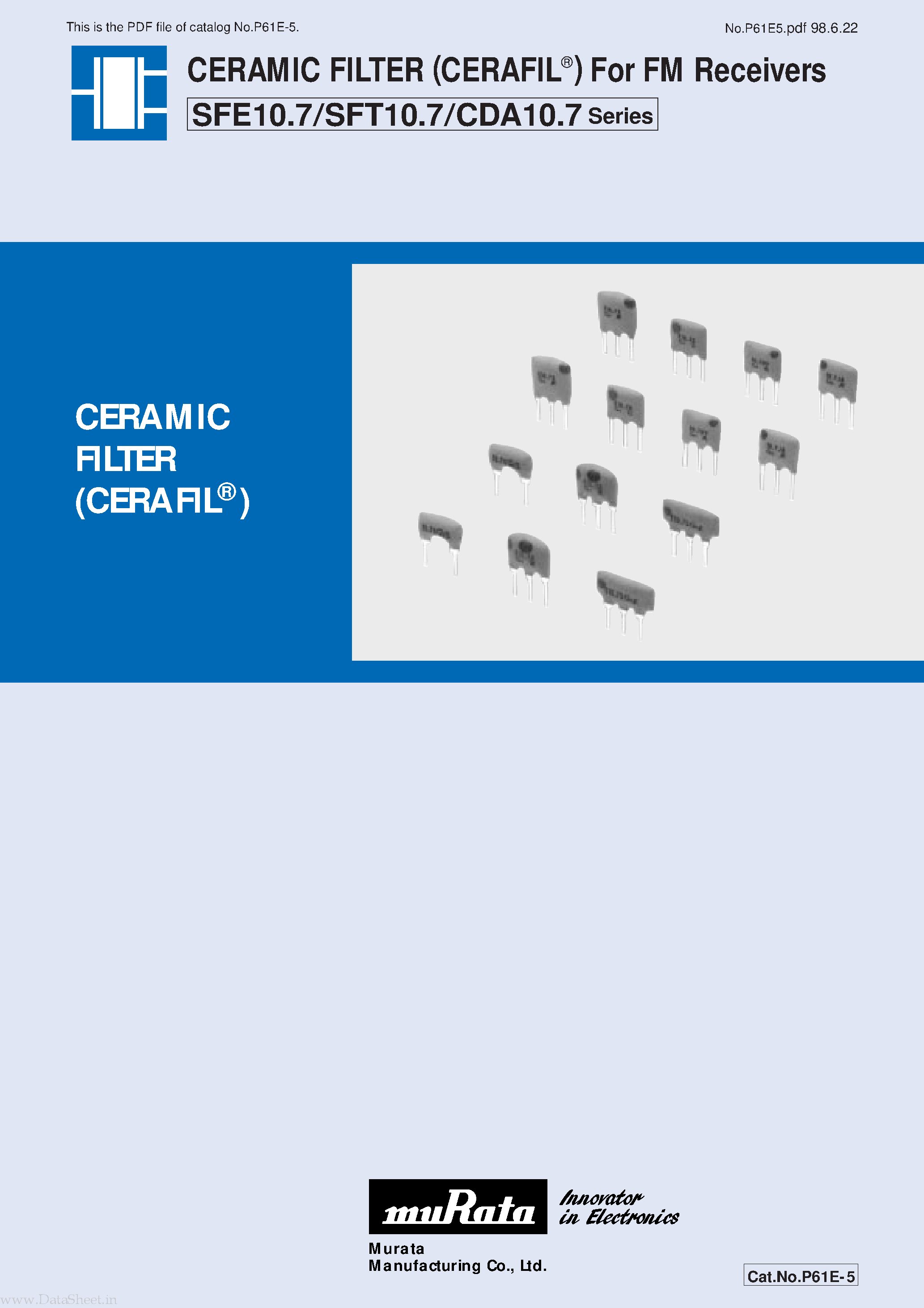 Datasheet SFT10.7 page 1 Datasheet SFT10.7 - CERAMIC FILTER page 1