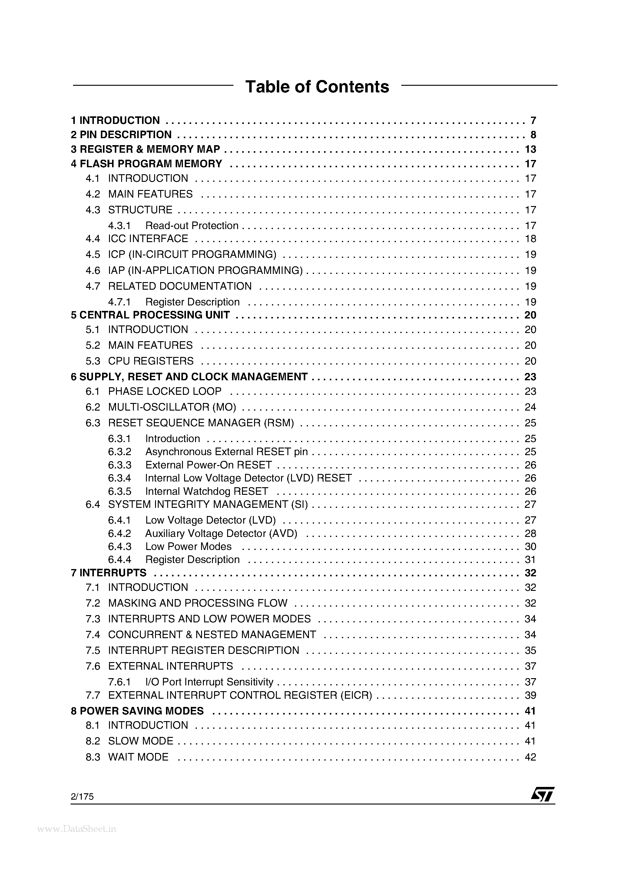 Datasheet ST72321M6 page 2 Datasheet ST72321M6 - (ST72321M6 / ST72321M9) 80-pin 8-bit MCU page 2