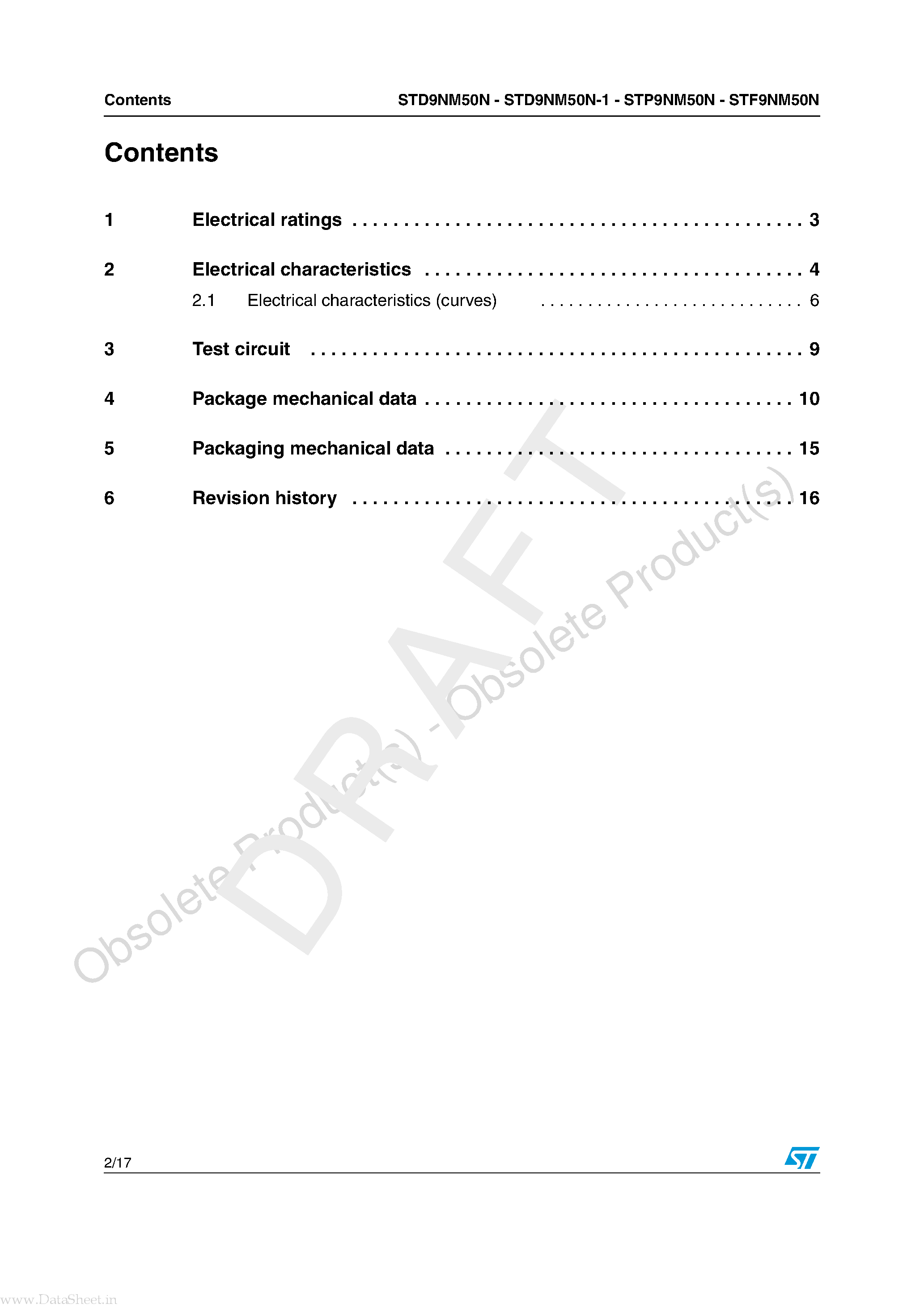 Datasheet STP9NM50N - N-channel Power MOSFET page 2