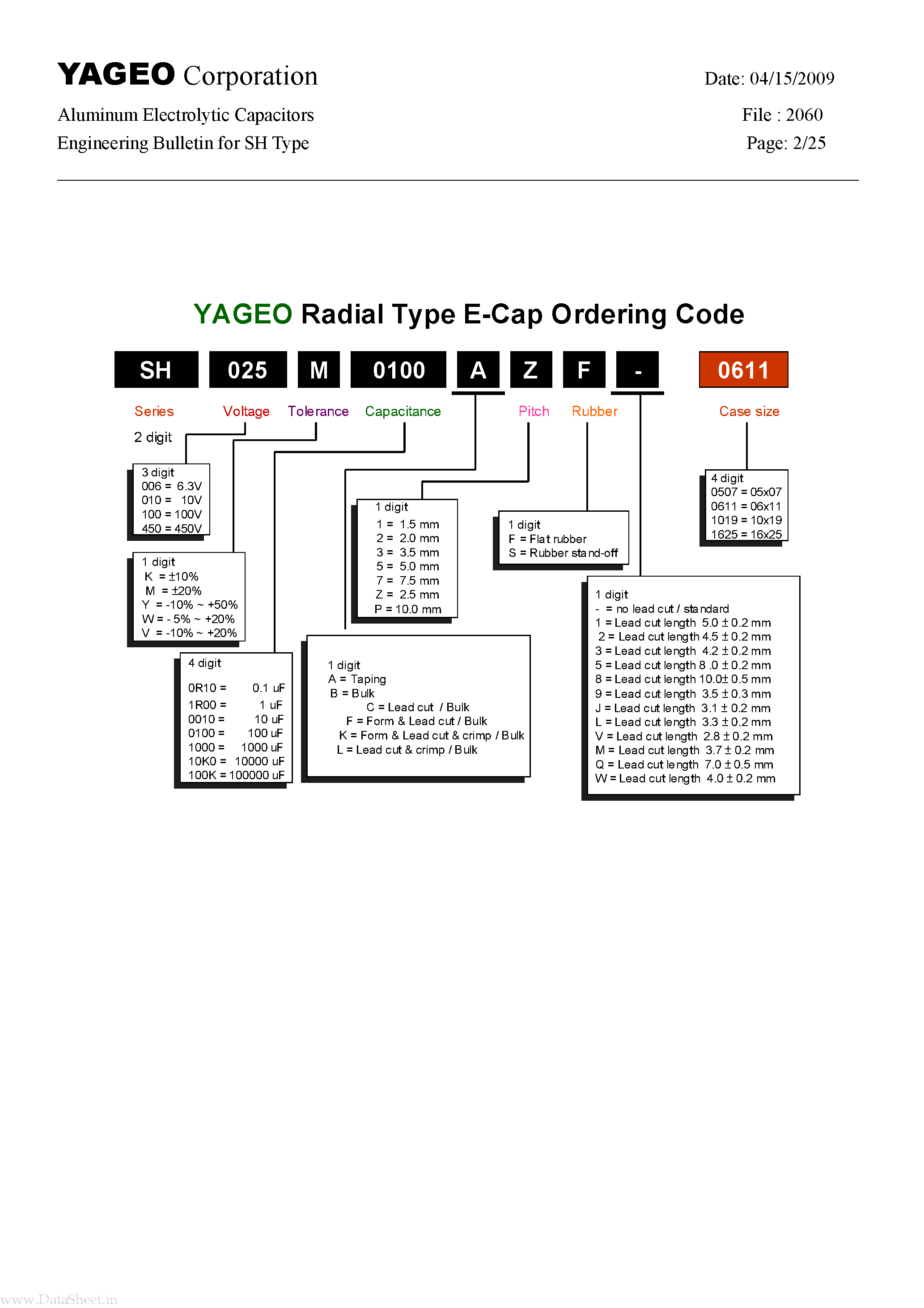 Datasheet SH006Mxxxxxxx-xxxx - Aluminum Electrolytic Capacitors page 2
