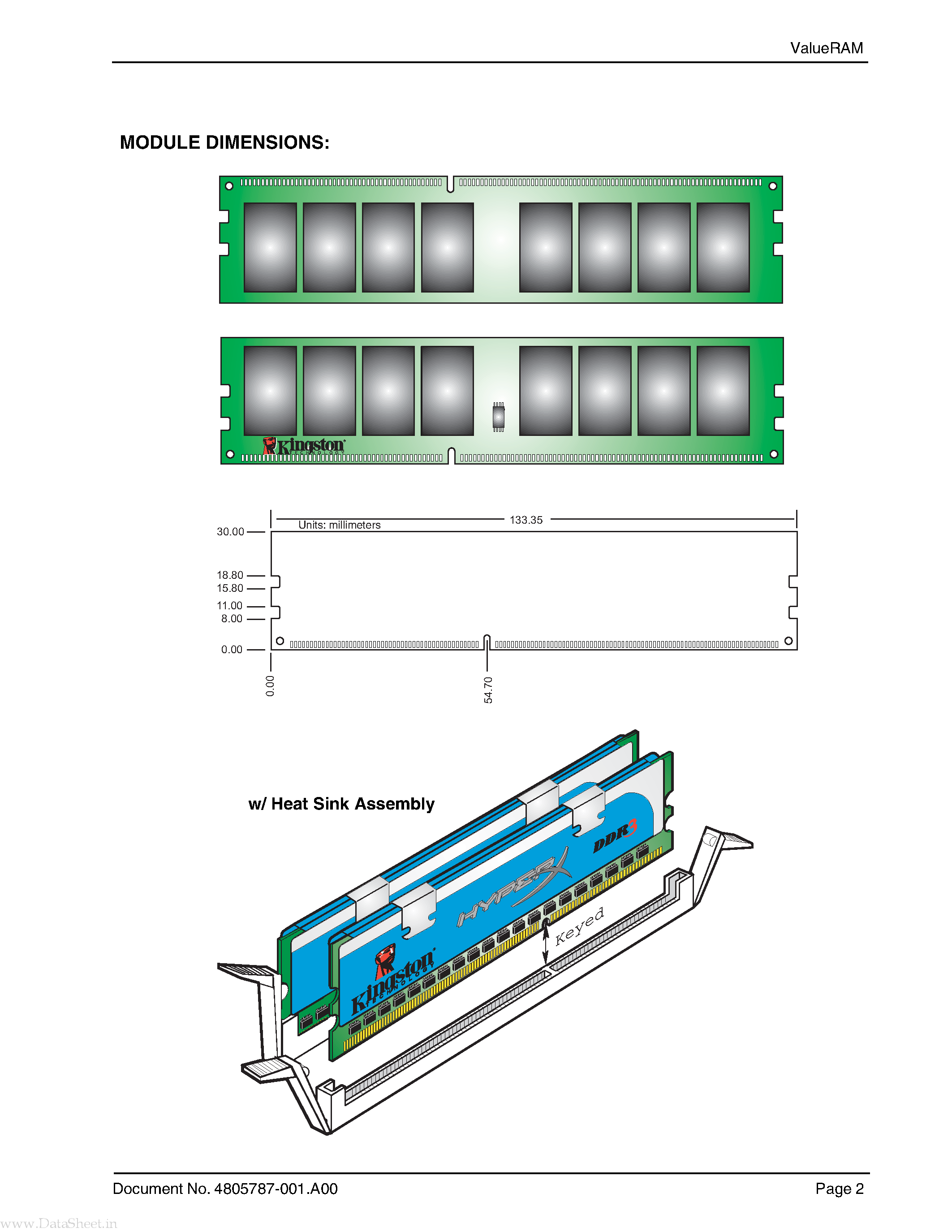 Datasheet KHX1600C9AD3K2/4G - 4GB (2GB 256M x 64-Bit x 2 pcs.) DDR3-1600MHz CL9 240-Pin DIMM Kit page 2