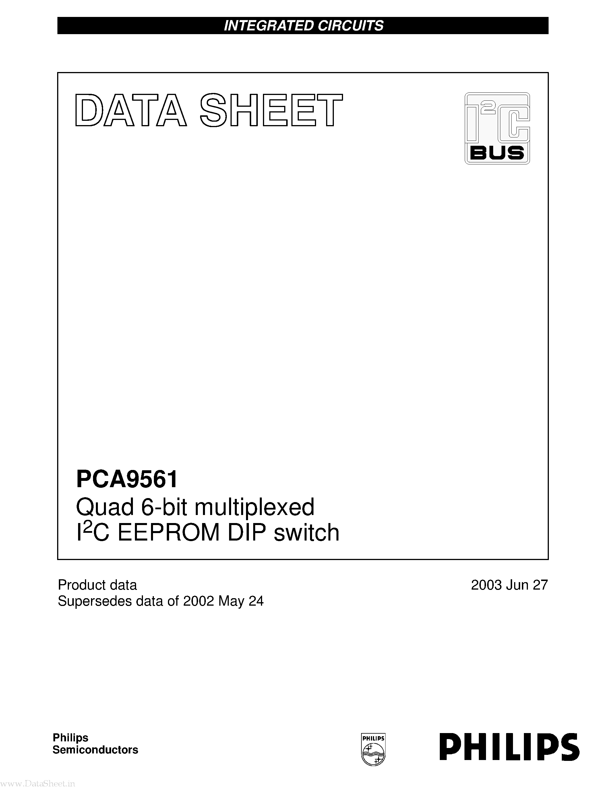Datasheet PCA9561 - Quad 6-bit multiplexed I2C EEPROM DIP switch page 1