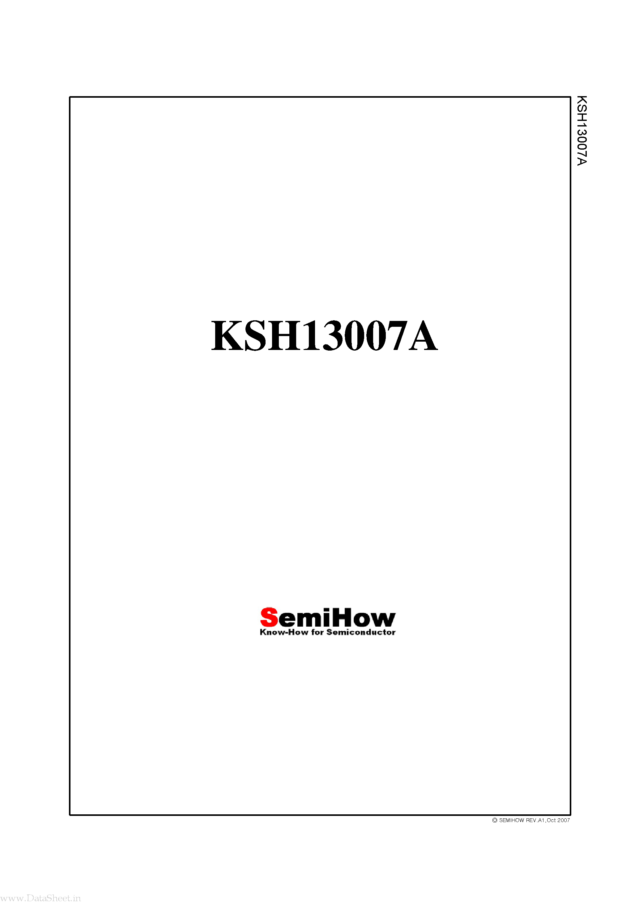 Datasheet KSH13007A page 1 Datasheet KSH13007A - Switch Mode series NPN silicon Power Transistor page 1