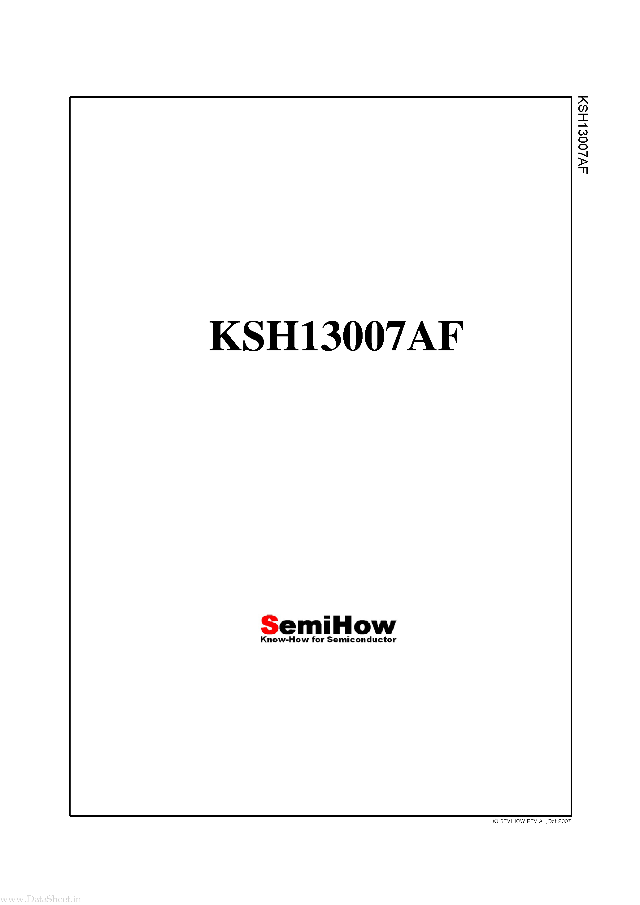 Datasheet KSH13007AF page 1 Datasheet KSH13007AF - Switch Mode series NPN silicon Power Transistor page 1