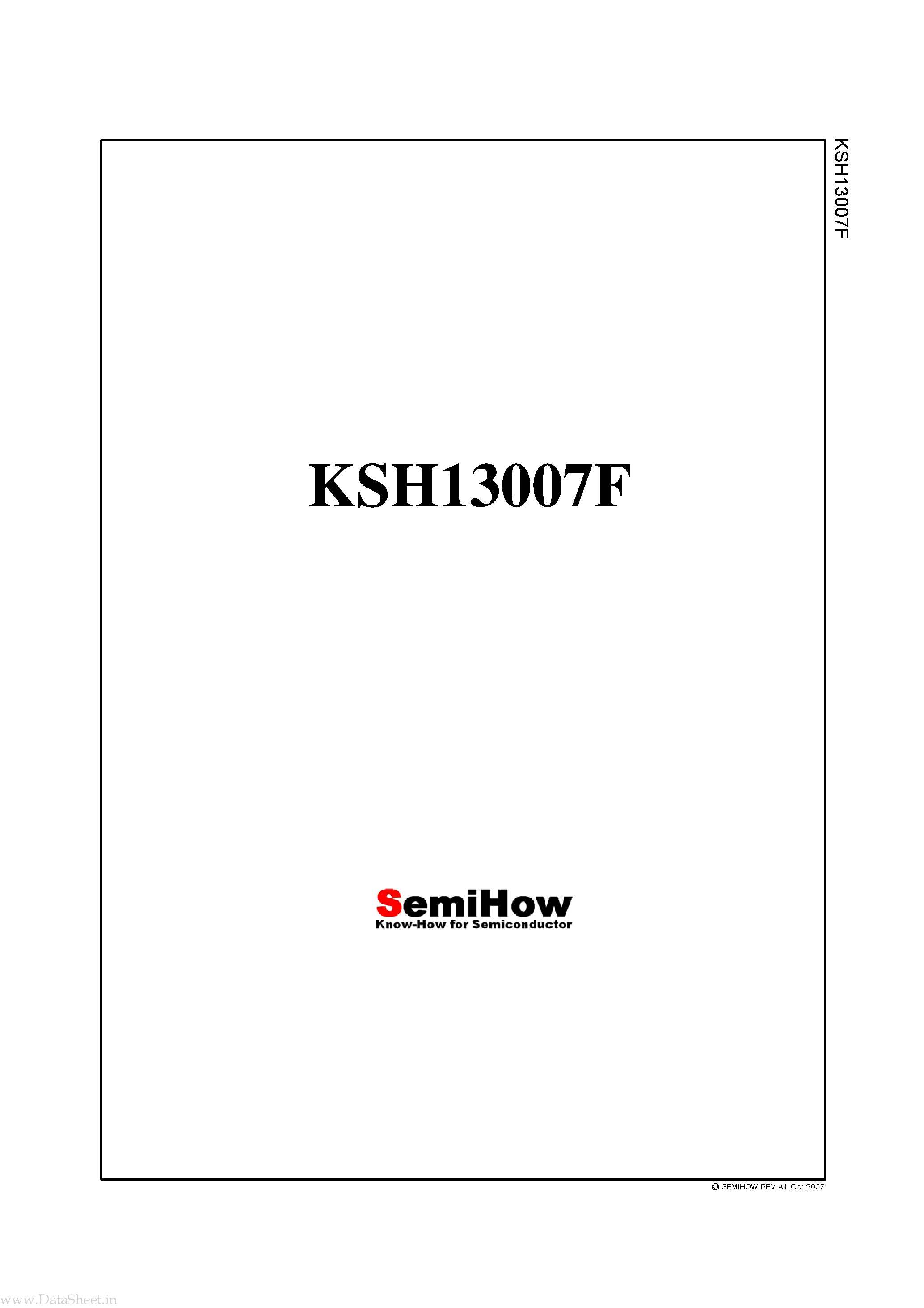 Datasheet KSH13007F page 1 Datasheet KSH13007F - Switch Mode series NPN silicon Power Transistor page 1