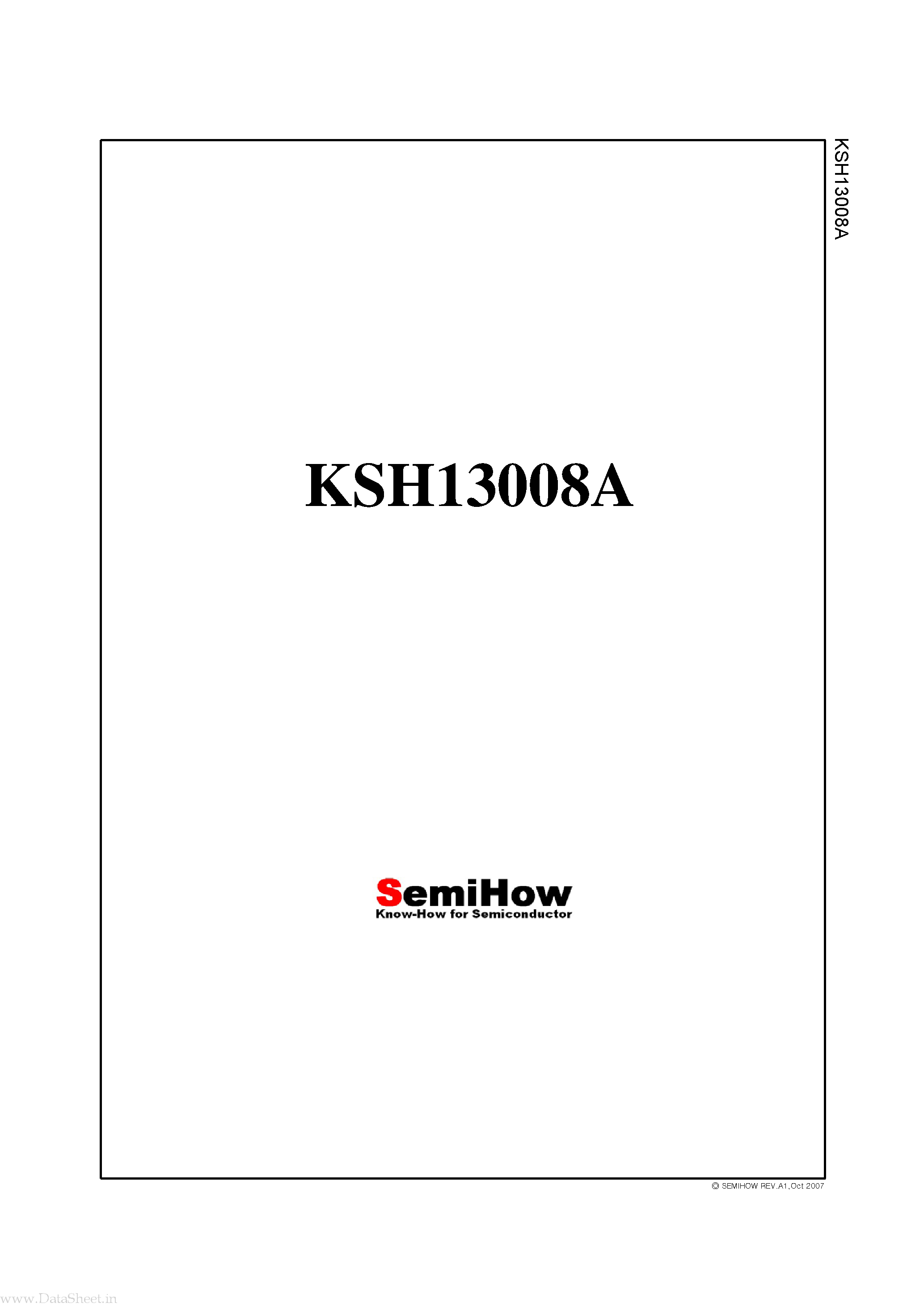 Datasheet KSH13008A page 1 Datasheet KSH13008A - Switch Mode series NPN silicon Power Transistor page 1