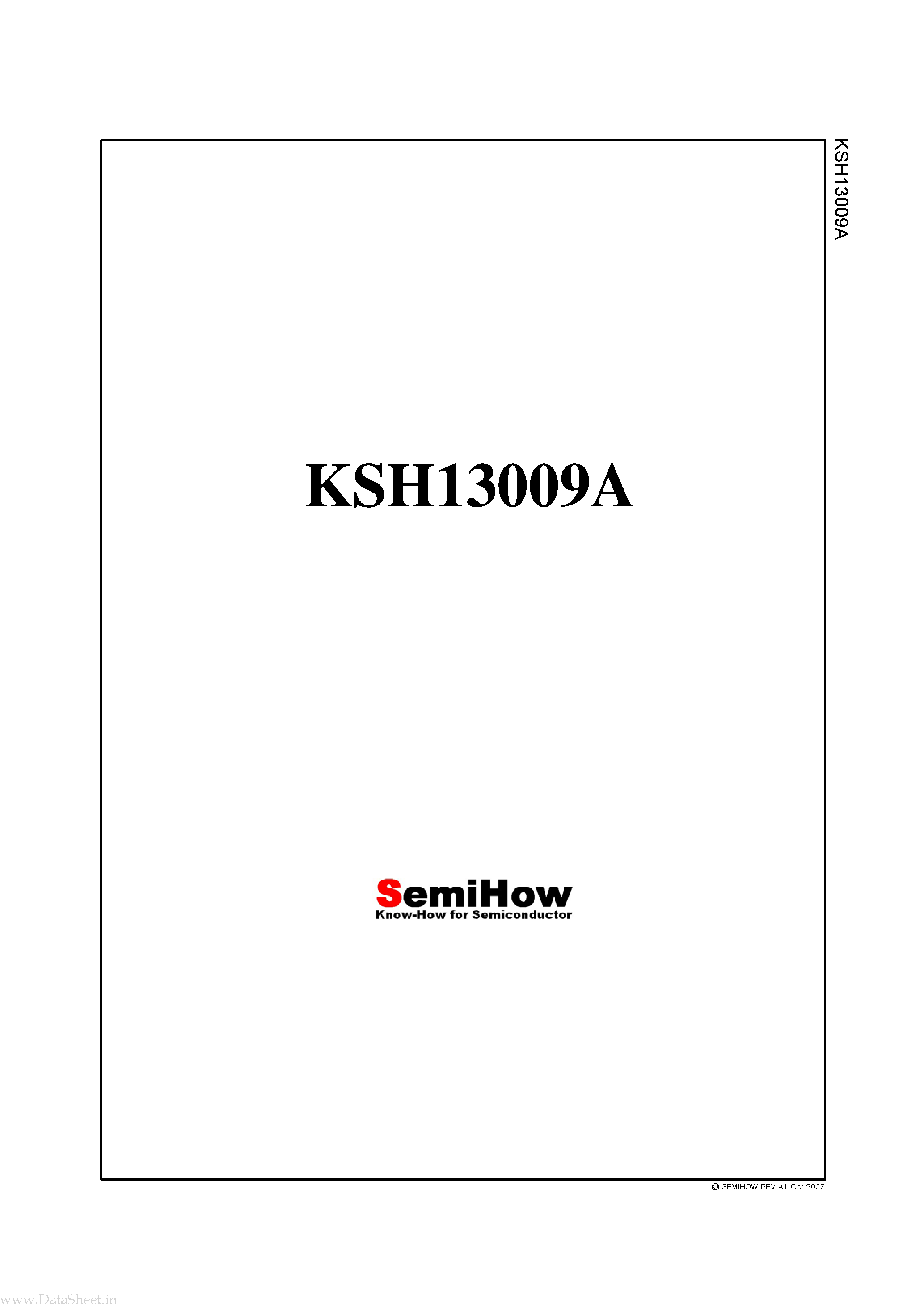 Datasheet KSH13009A page 1 Datasheet KSH13009A - Switch Mode series NPN silicon Power Transistor page 1