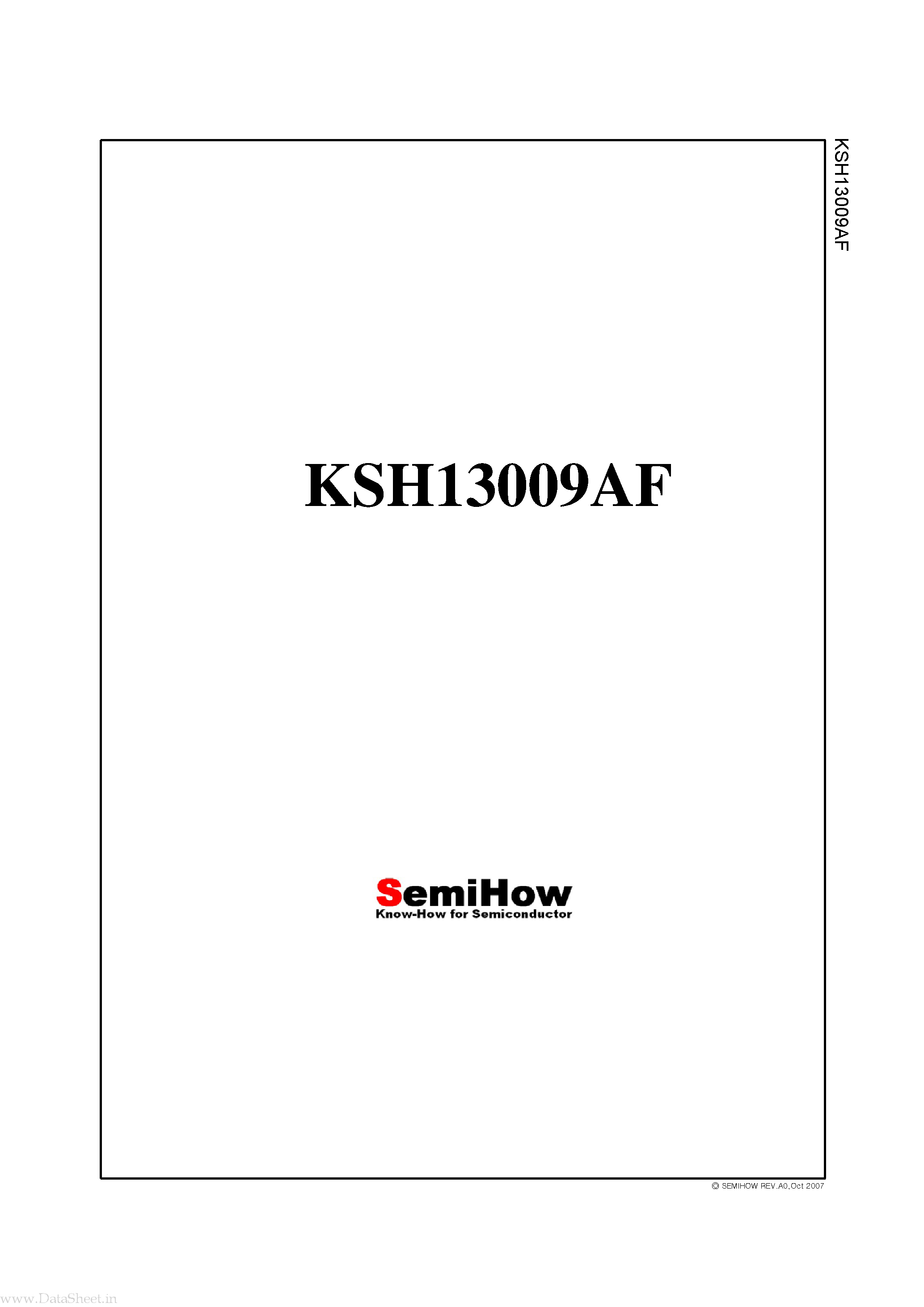 Datasheet KSH13009AF page 1 Datasheet KSH13009AF - Switch Mode series NPN silicon Power Transistor page 1
