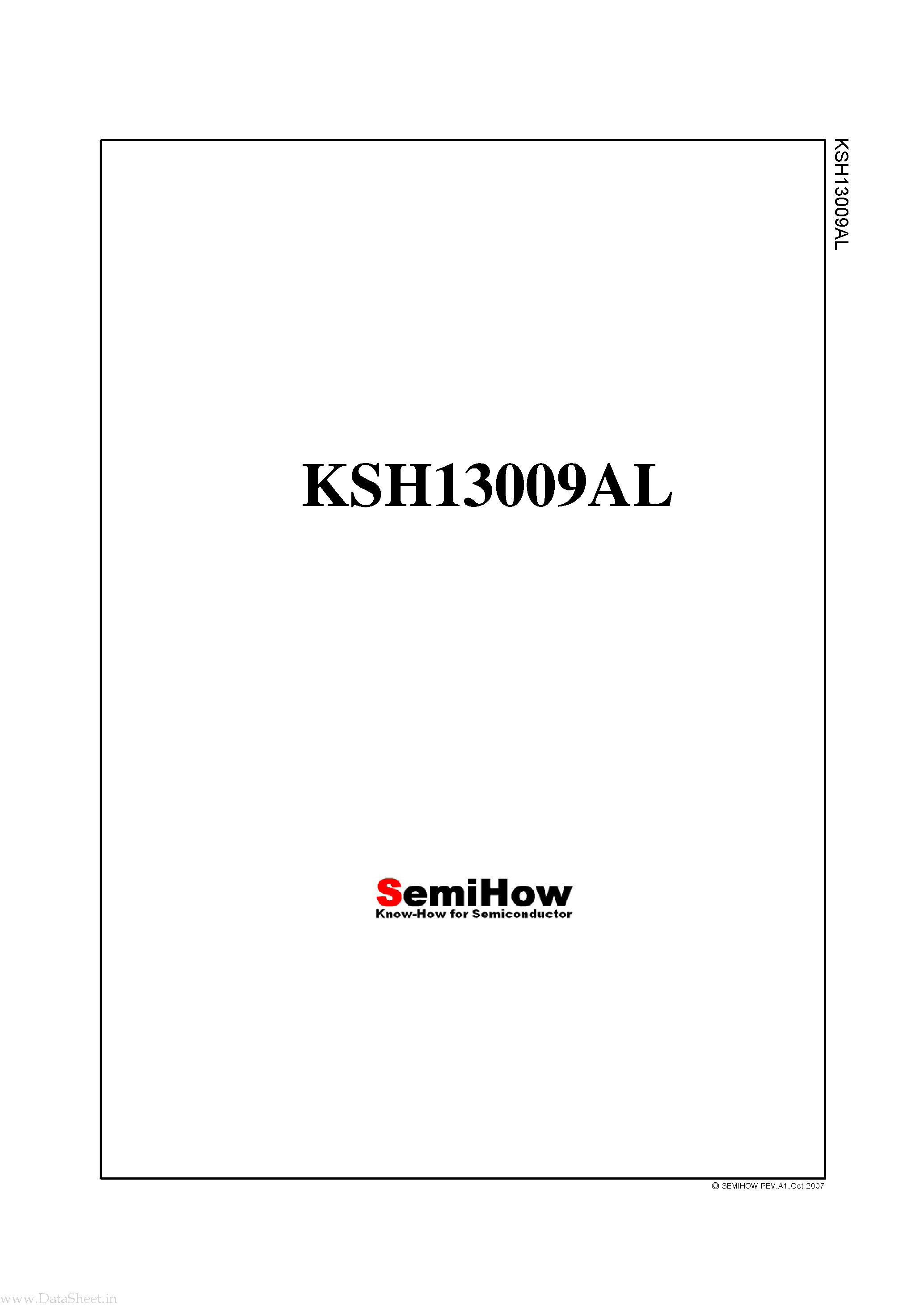 Datasheet KSH13009AL page 1 Datasheet KSH13009AL - Switch Mode series NPN silicon Power Transistor page 1