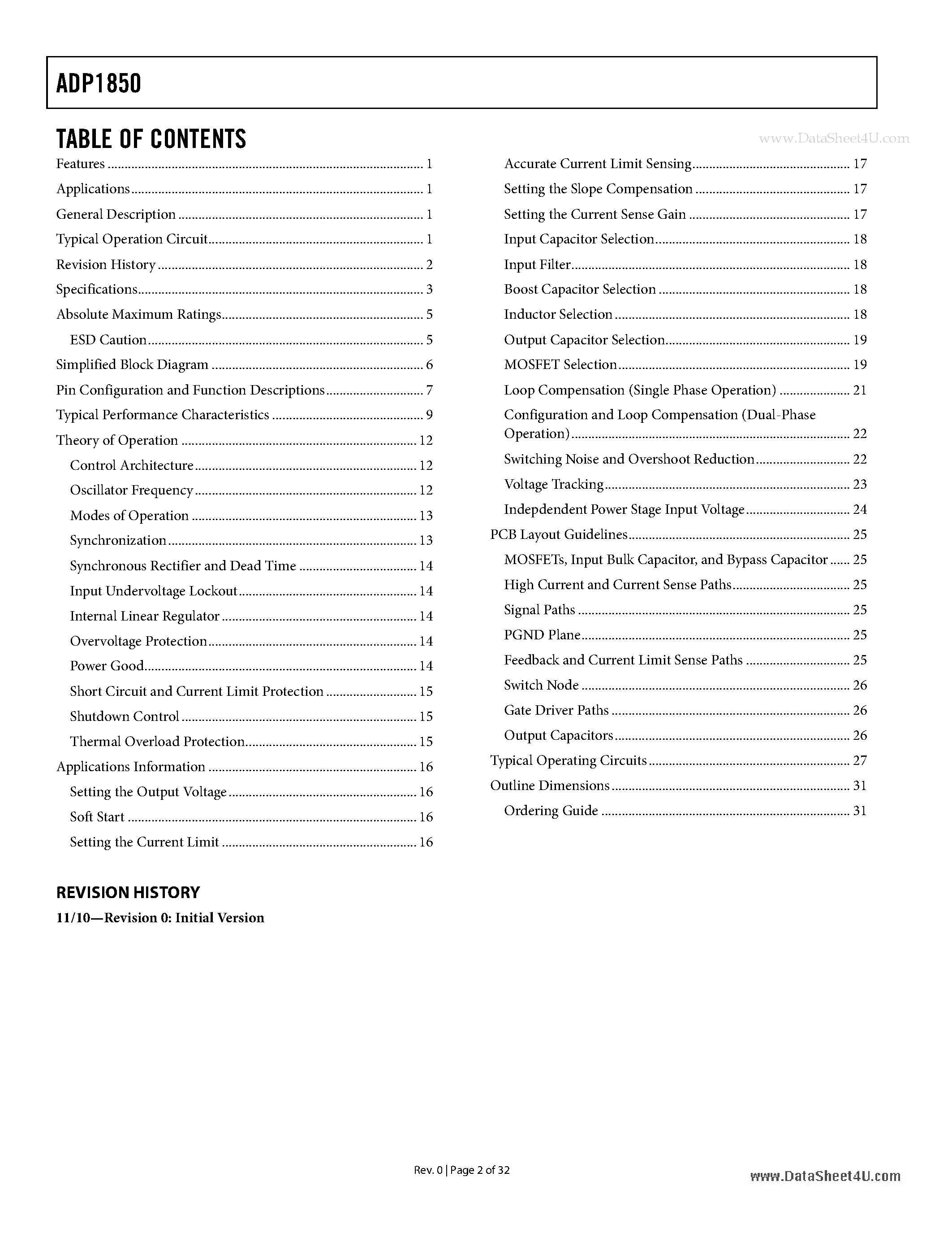 Datasheet ADP1850 - DC-to-DC Synchronous Buck Controller page 2