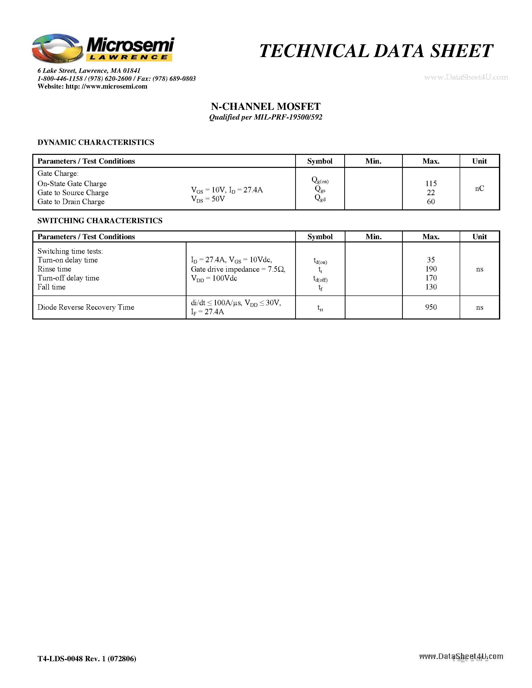 Даташит на микросхему 2N7225 страница 2 Даташит 2N7225 - N-CHANNEL MOSFET страница 2