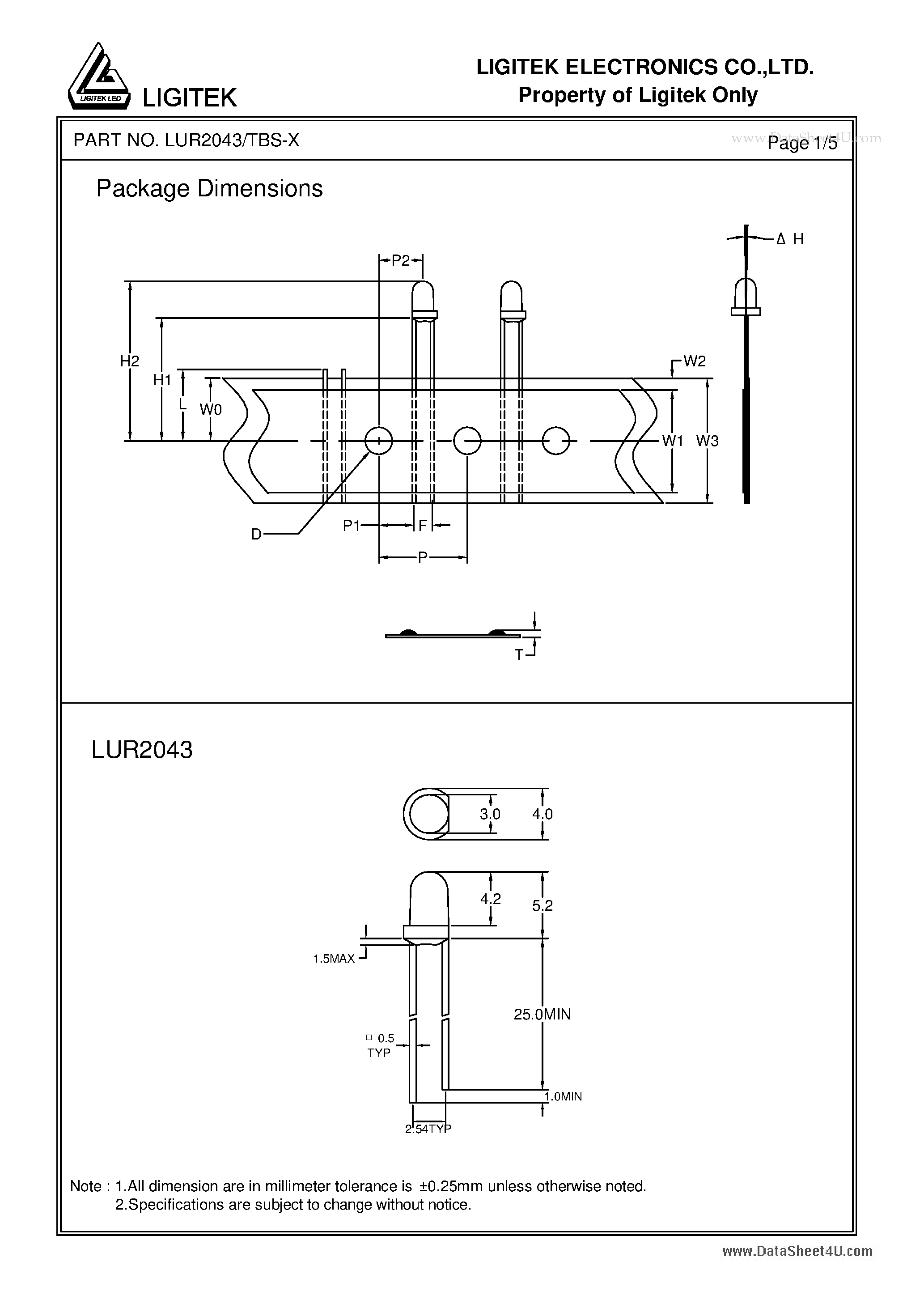 Datasheet LUR2043-TBS-X page 2 Datasheet LUR2043-TBS-X - SUPER BRIGHT ROUND TYPE LED LAMPS page 2
