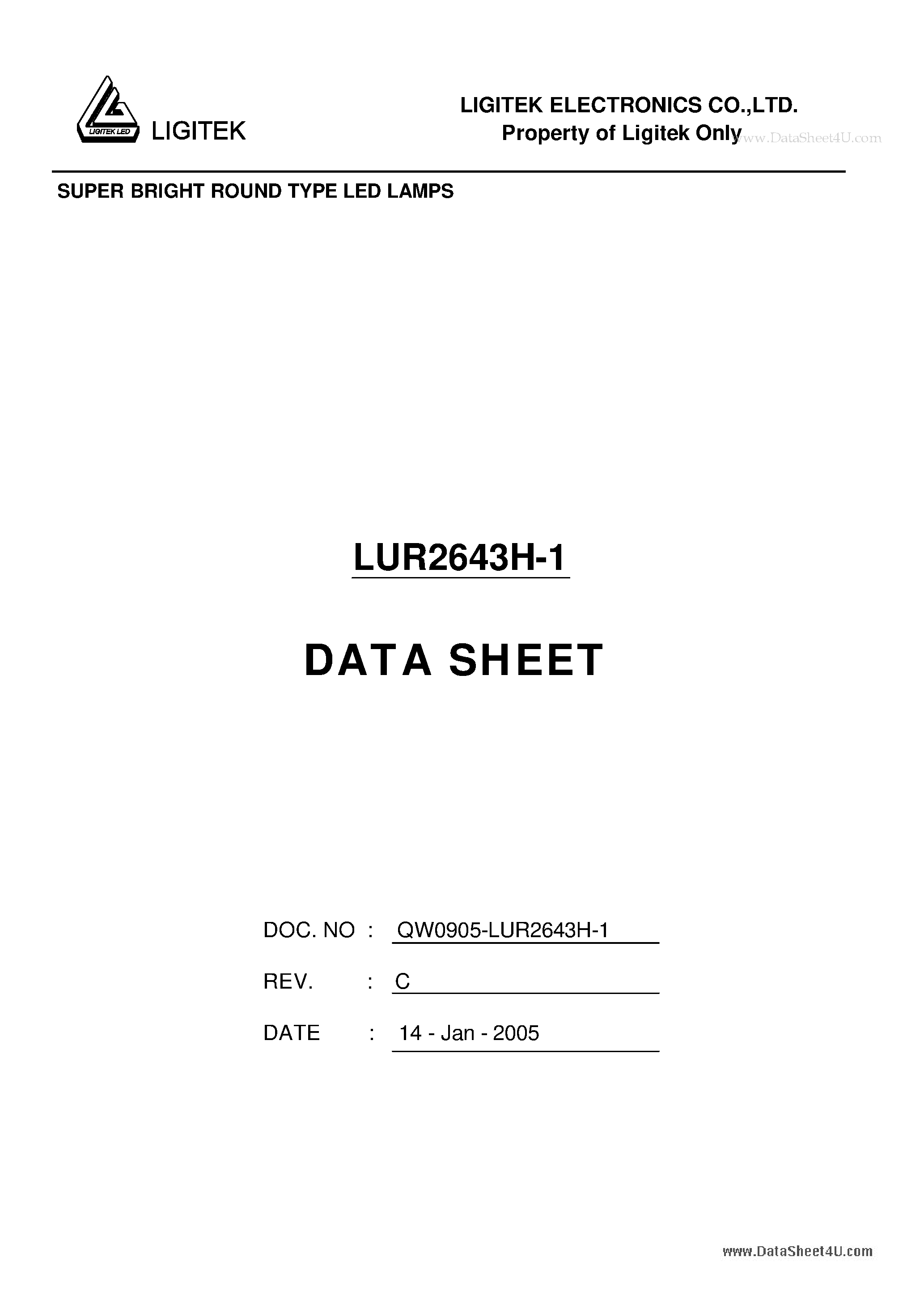 Datasheet LUR2643H-1 - SUPER BRIGHT ROUND TYPE LED LAMPS page 1