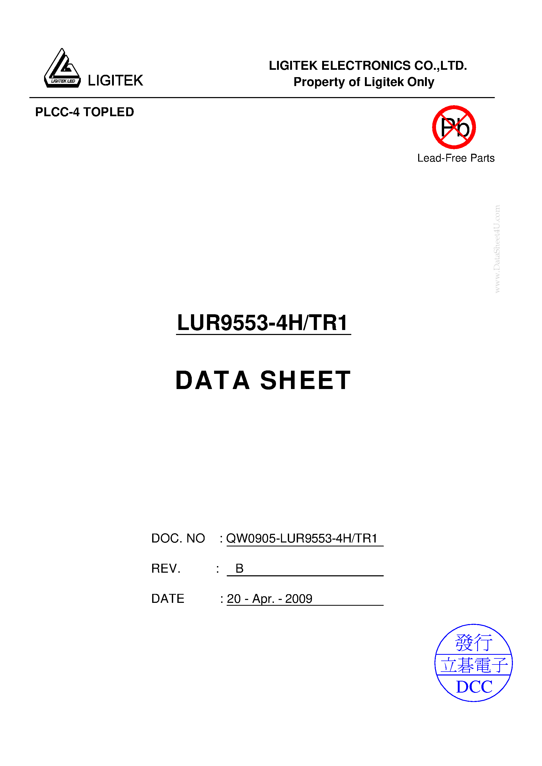 Datasheet LUR9553-4H-TR1 - PLCC-4 TOPLED page 1