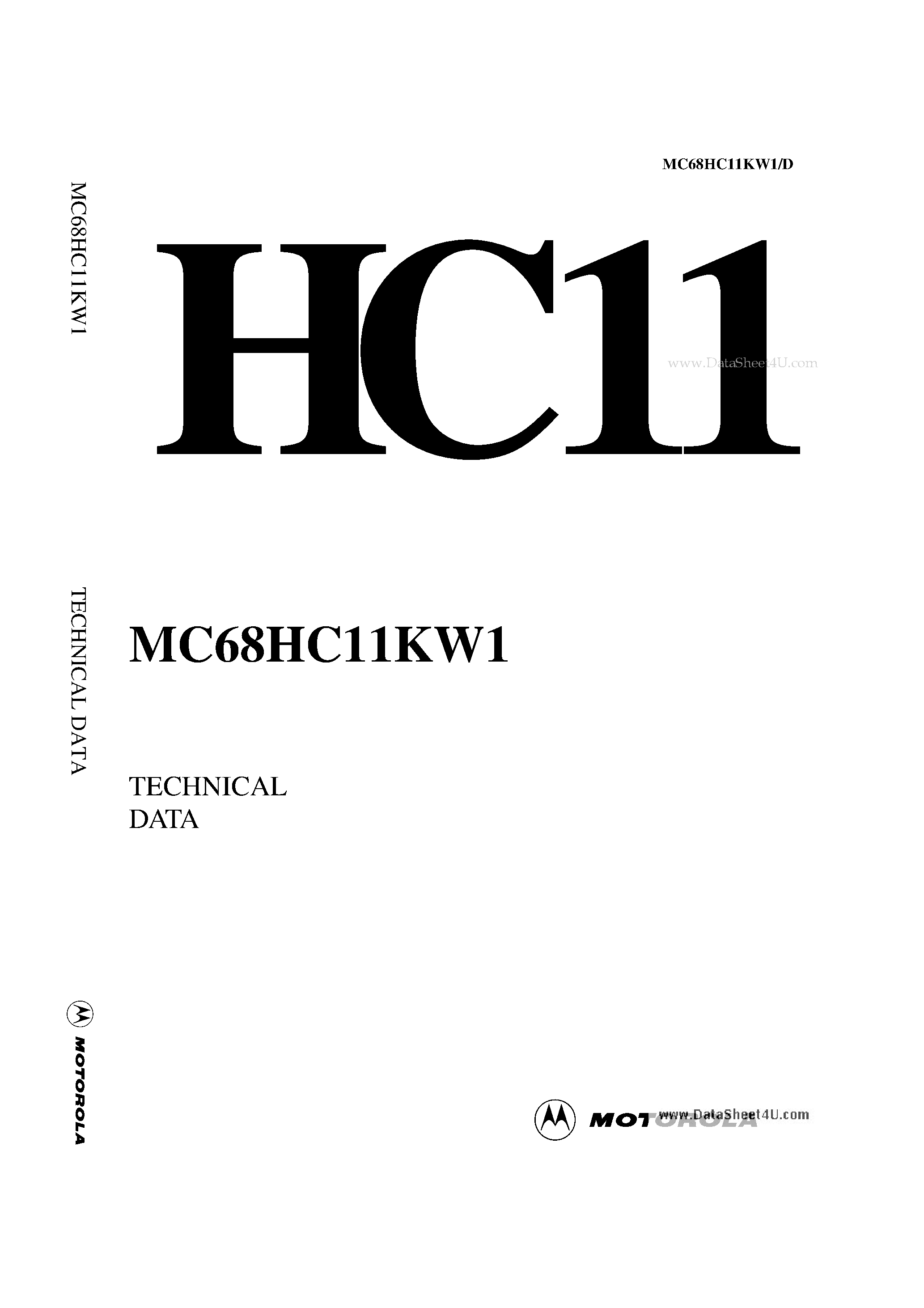 Даташит MC68HC11KW1 - High-density complementary metal oxide semiconductor HCMOS) microcontroller unit страница 1