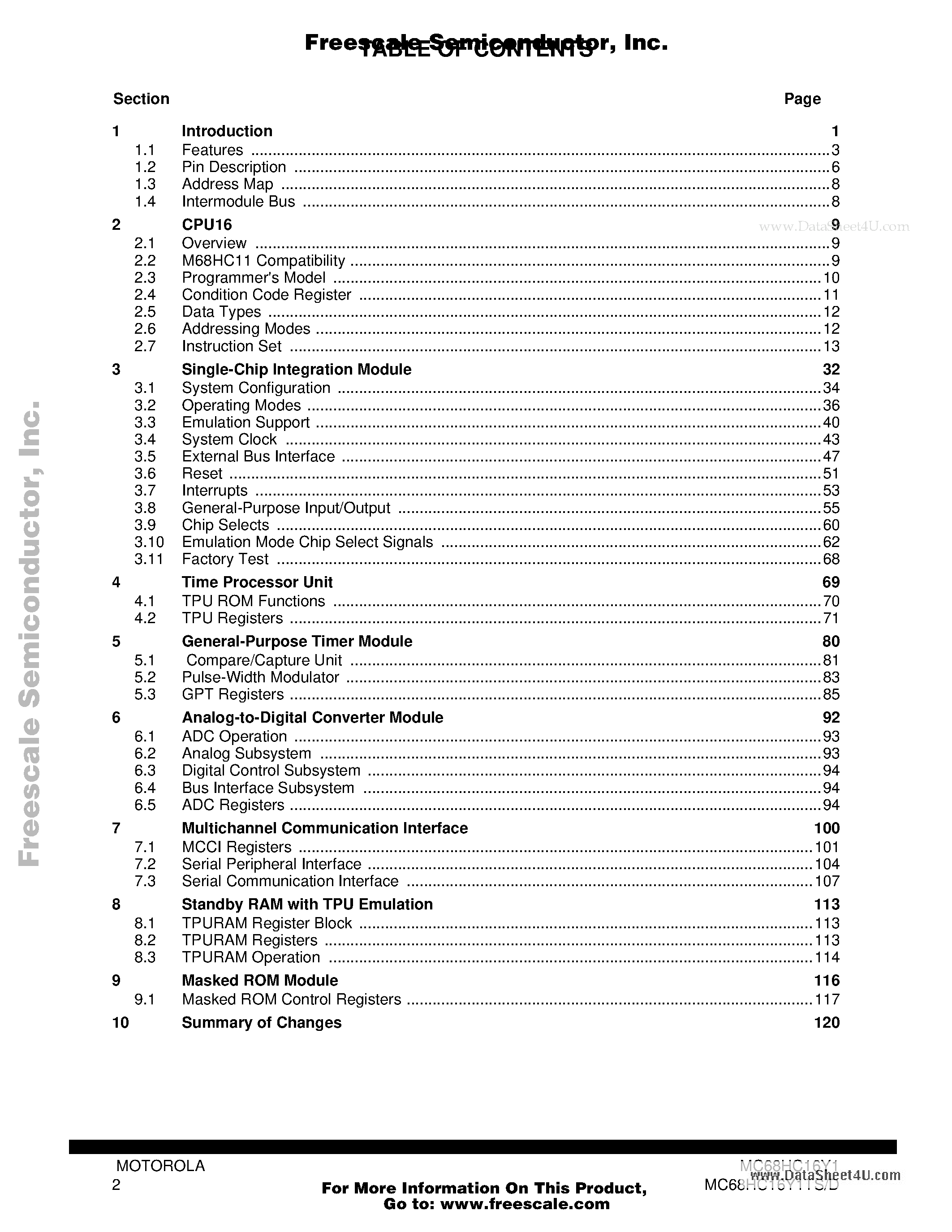 Даташит MC68HC16Y1 - 16-Bit Modular Microcontroller страница 2