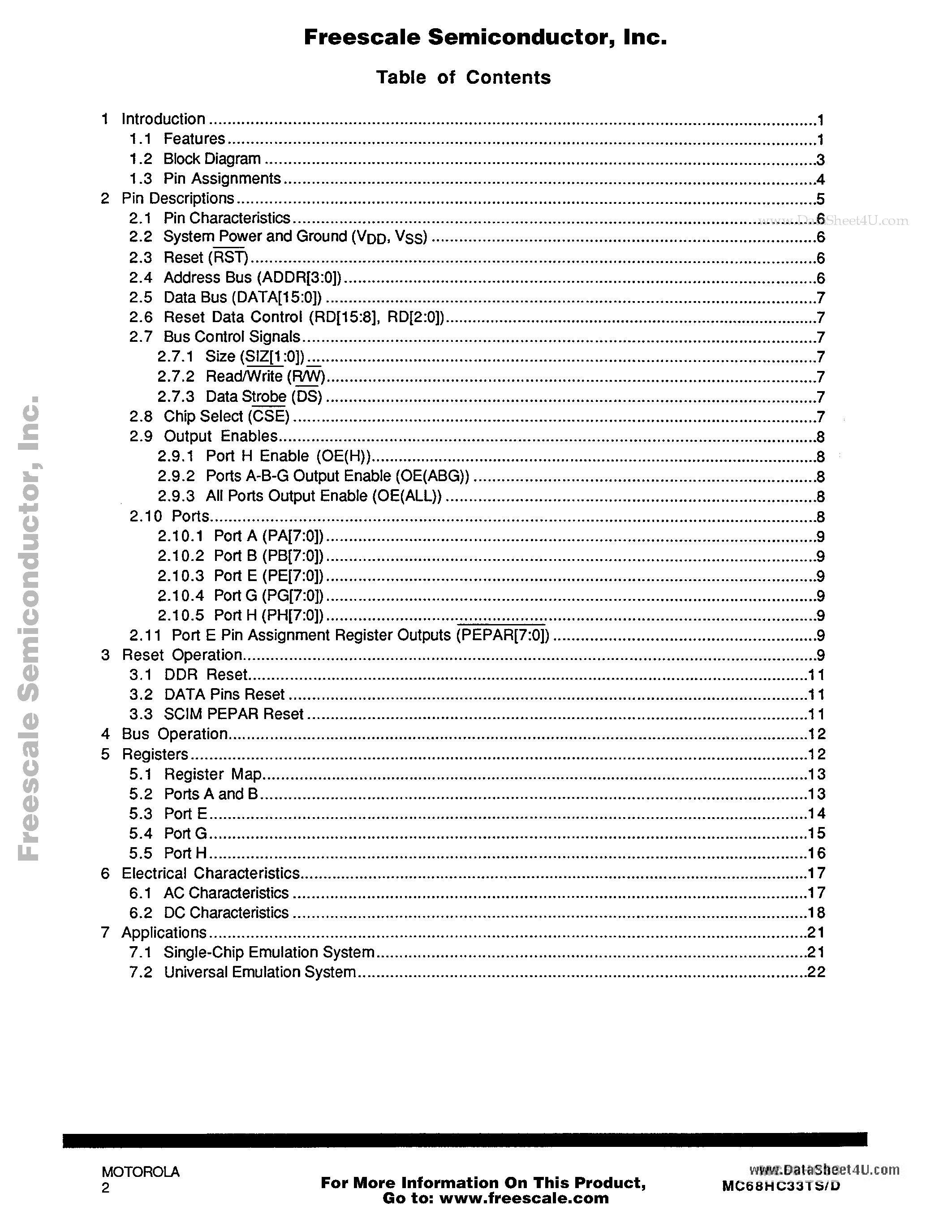 Datasheet MC68HC33 - Port-Replacement Unit page 2