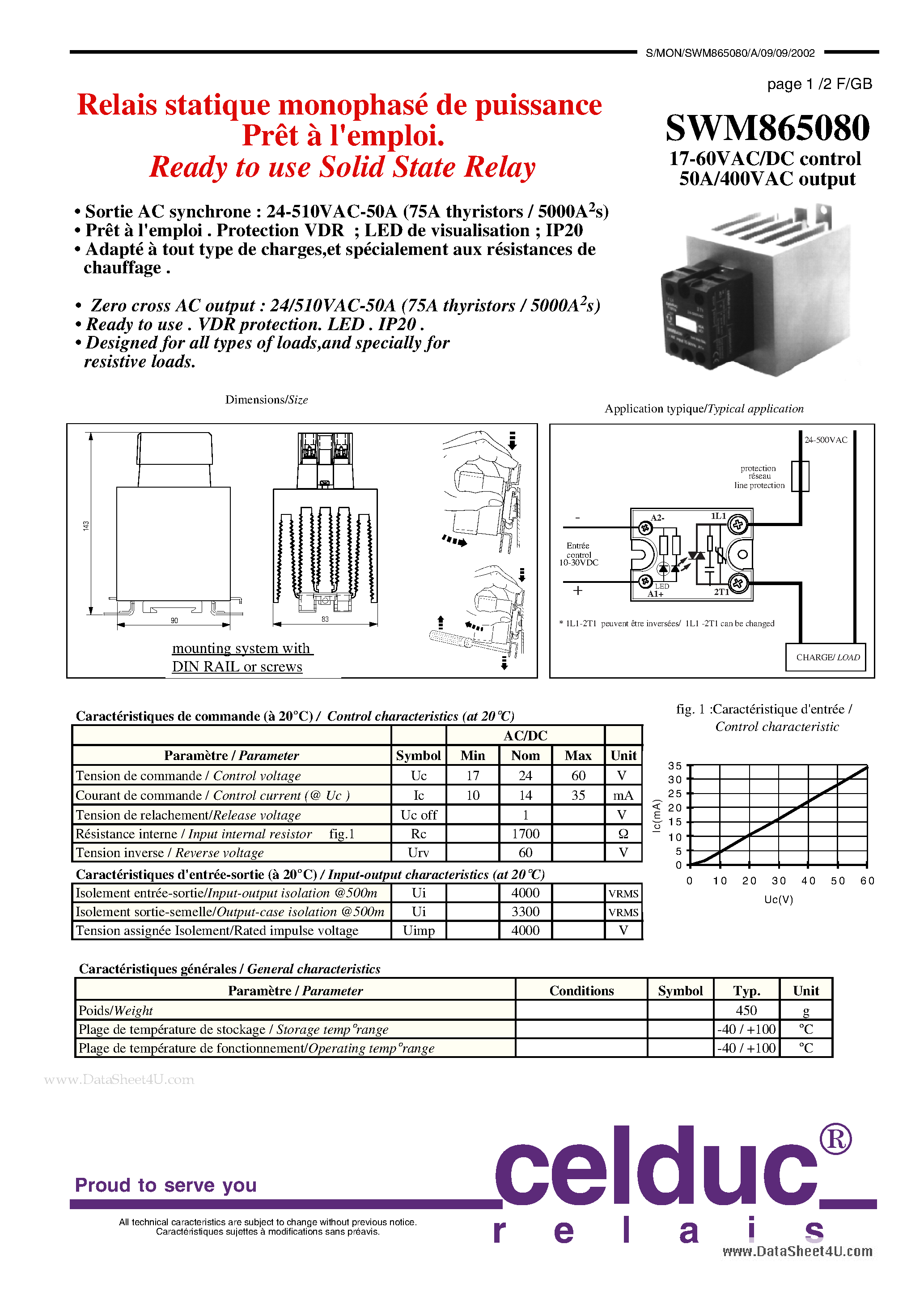 Datasheet SWM865080 - Ready to use Solid State Relay page 1