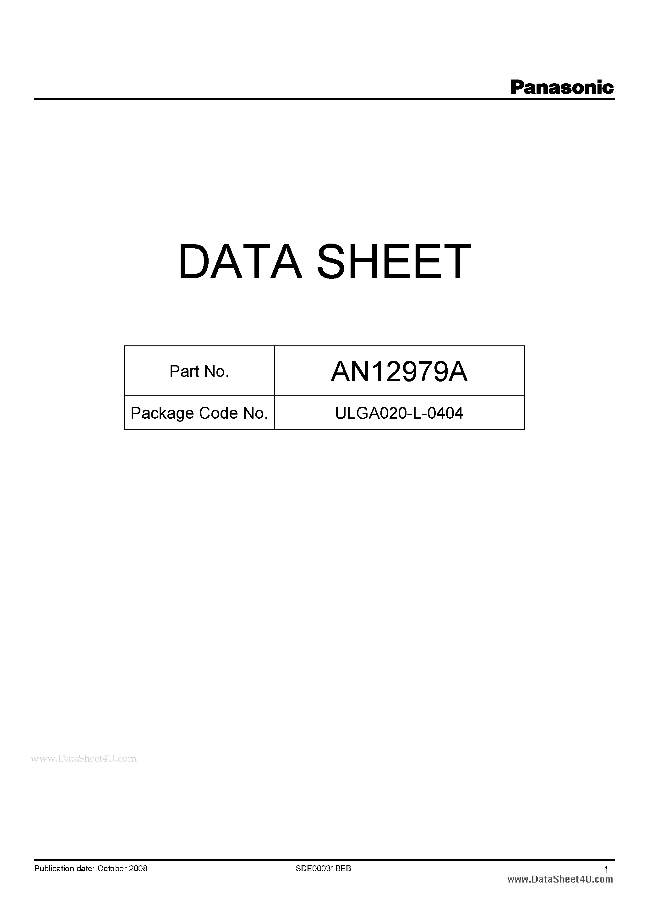 Даташит AN12979A - Stereo BTL amplifier IC страница 1