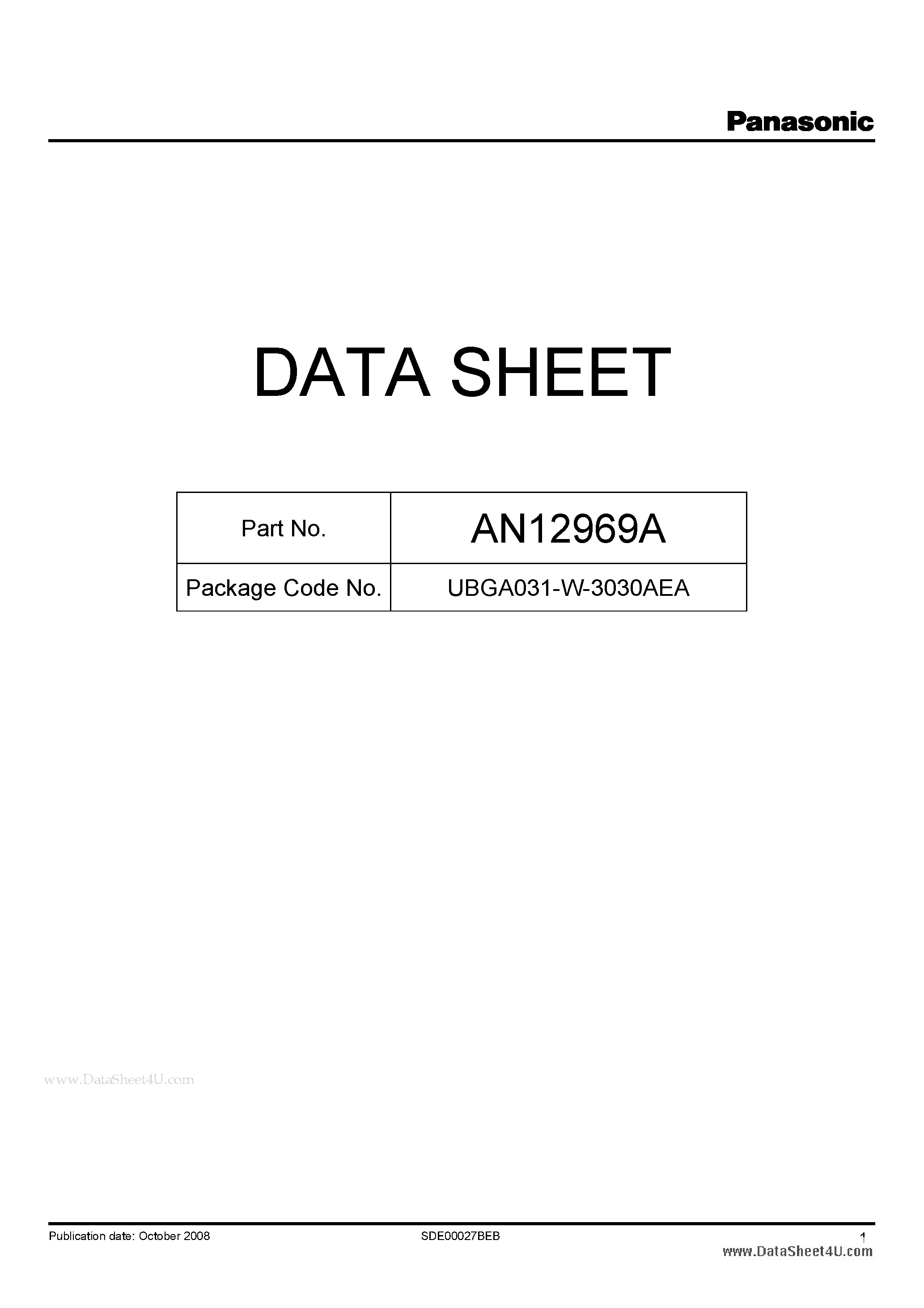Даташит AN12969A - I2C bus control compatible AGC built-in stereo BTL amplifier IC страница 1