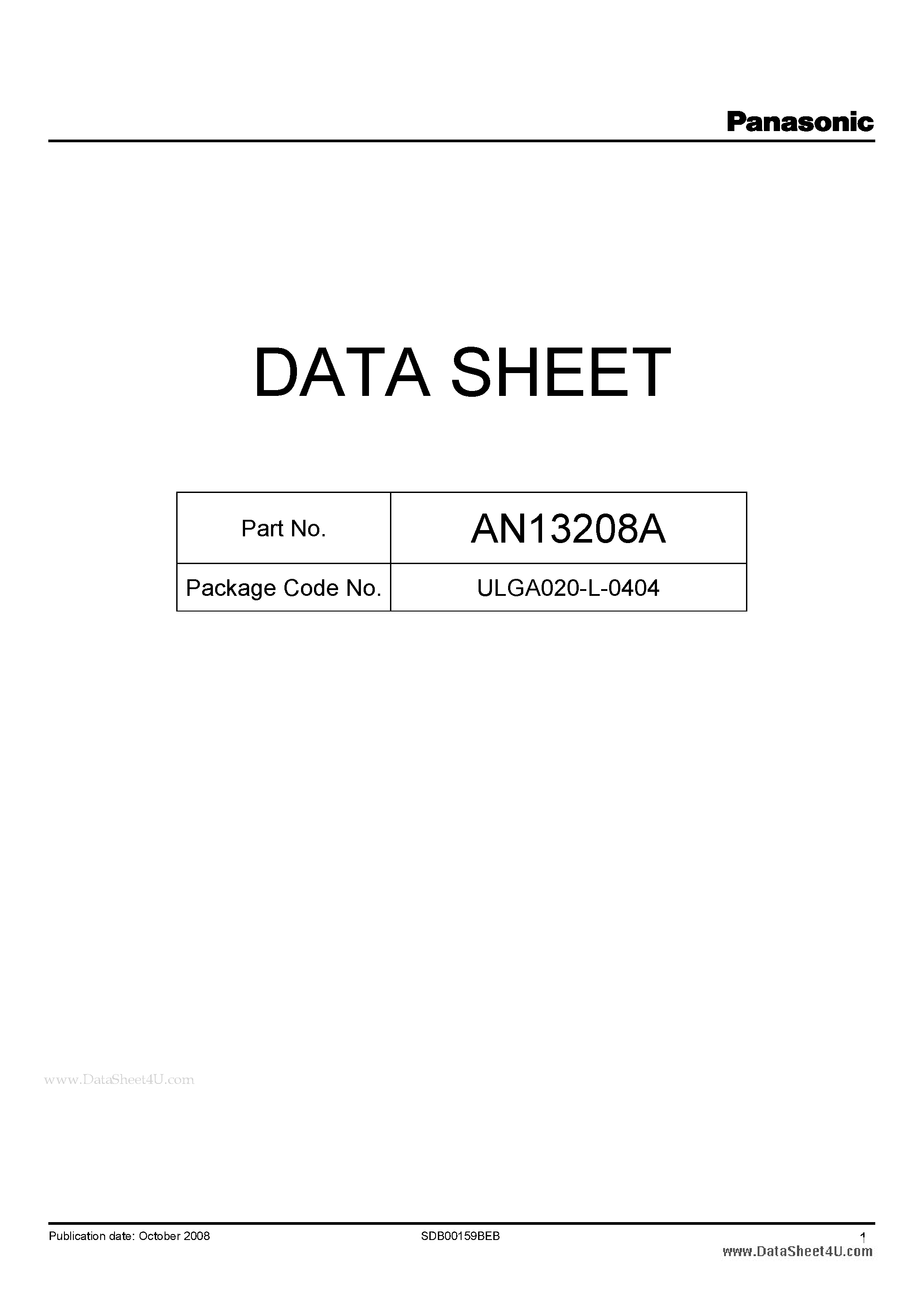 Datasheet AN13208A page 1 Datasheet AN13208A - 3-ch. video driver IC supporting HD page 1