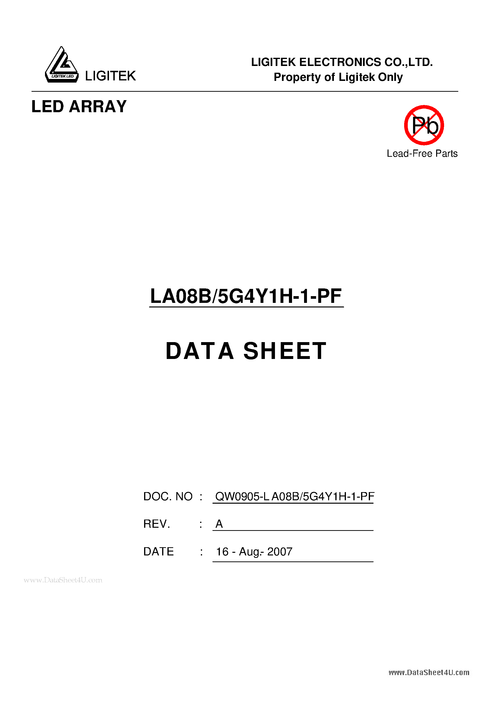 Даташит LA08B-5G4Y1H-1-PF - LED ARRAY страница 1