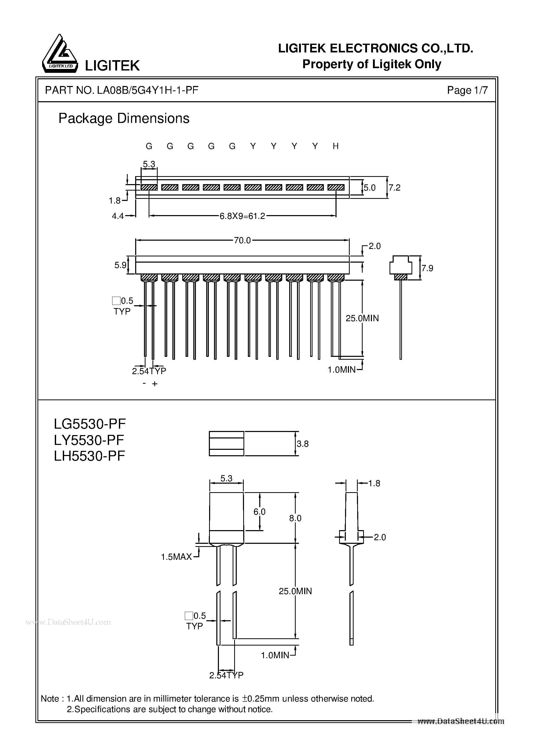 Даташит LA08B-5G4Y1H-1-PF - LED ARRAY страница 2