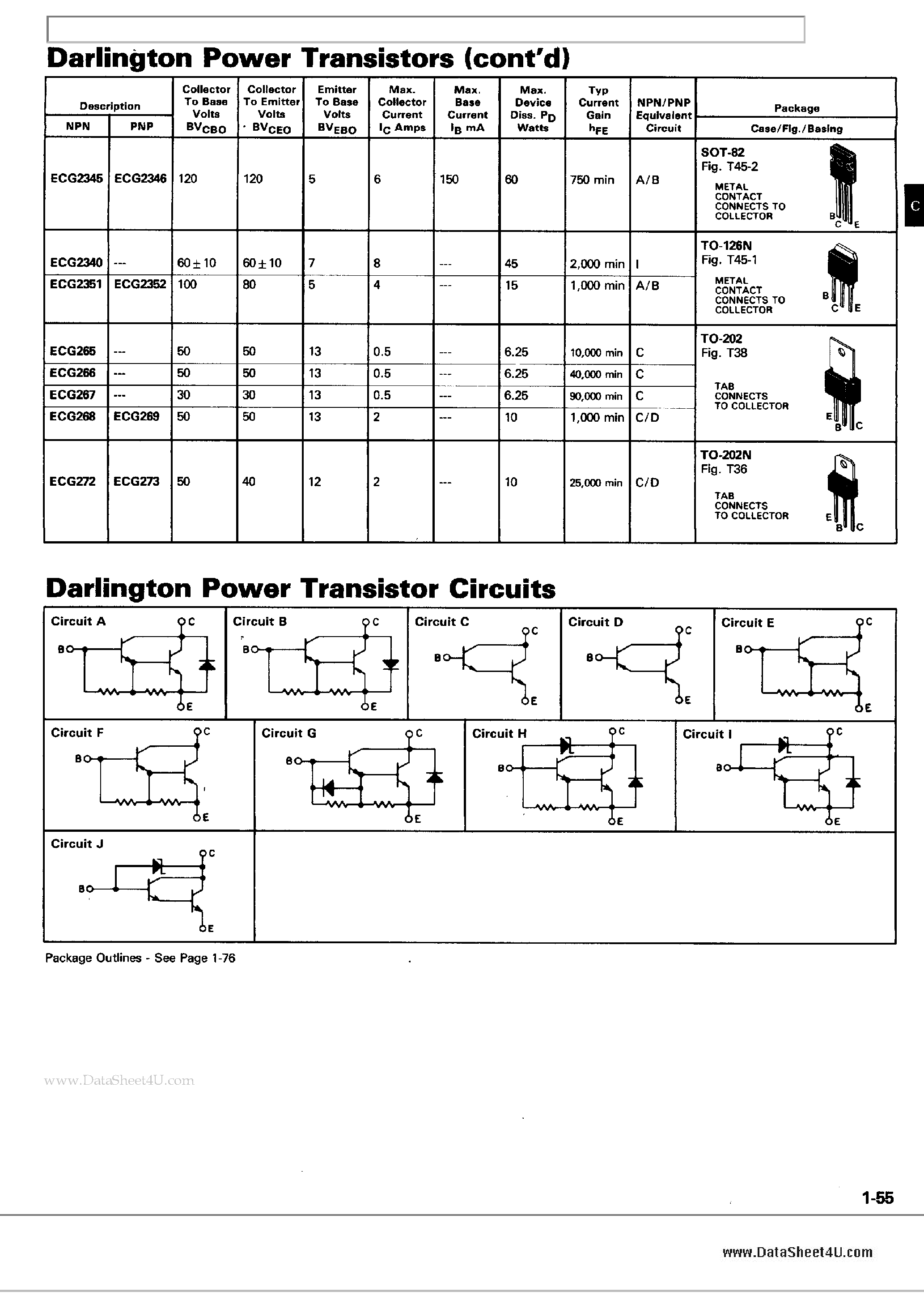 Даташит ECG263 - (ECG2xx) Darlington Power Transistors страница 2