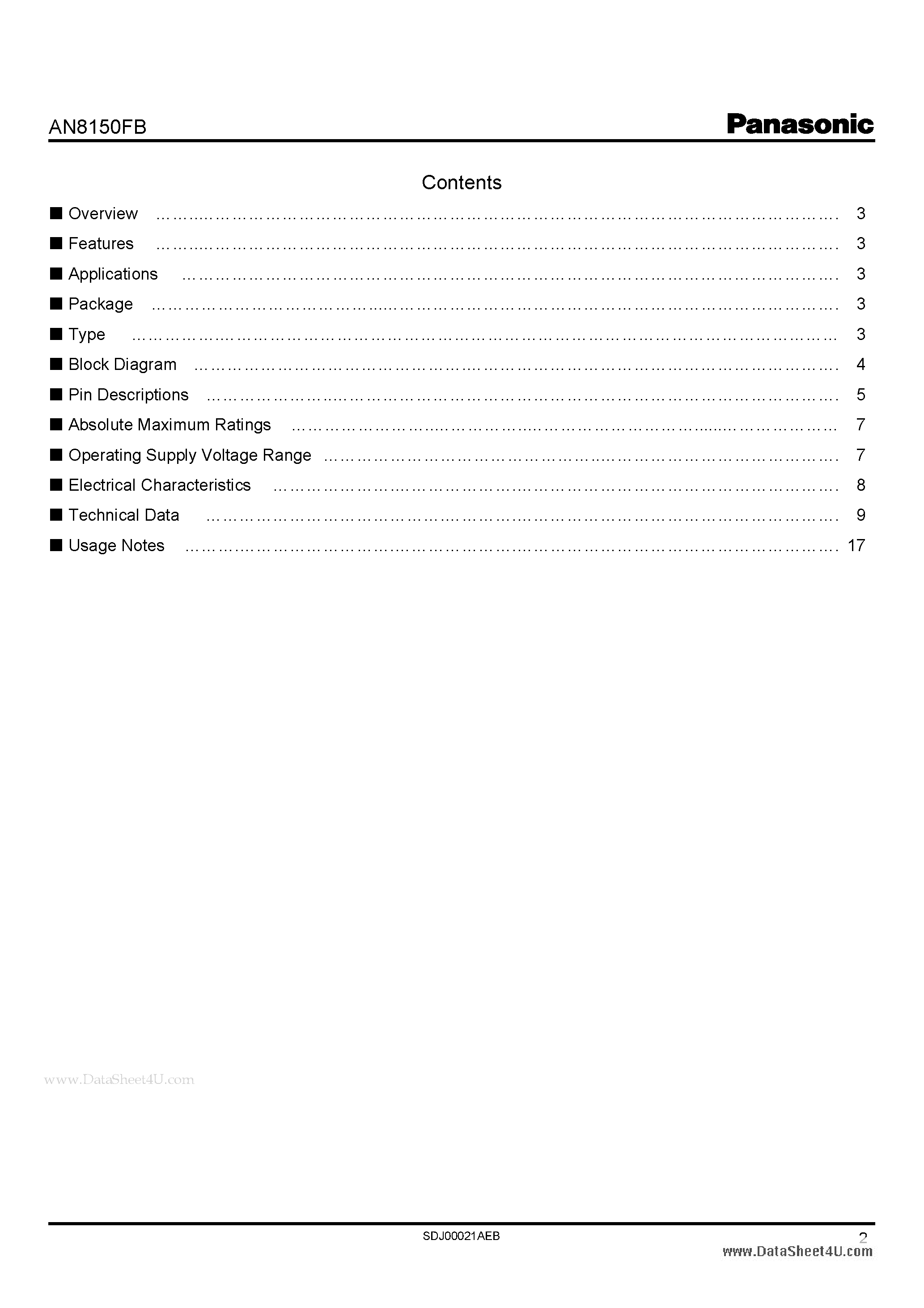 Datasheet AN8150FB - high precision 13-bit voltage output DAC page 2