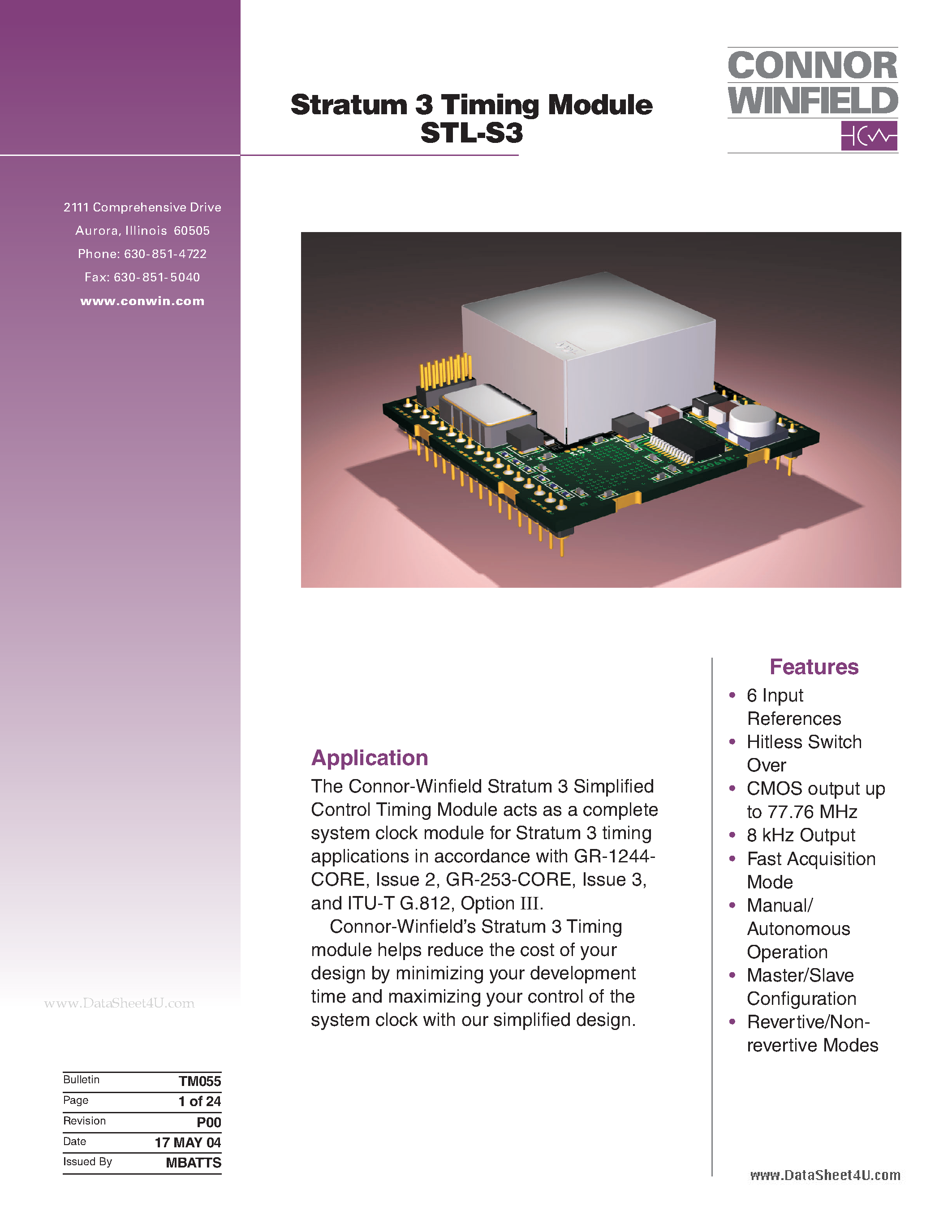Datasheet STL-S3 - Stratum 3 Timing Module page 1