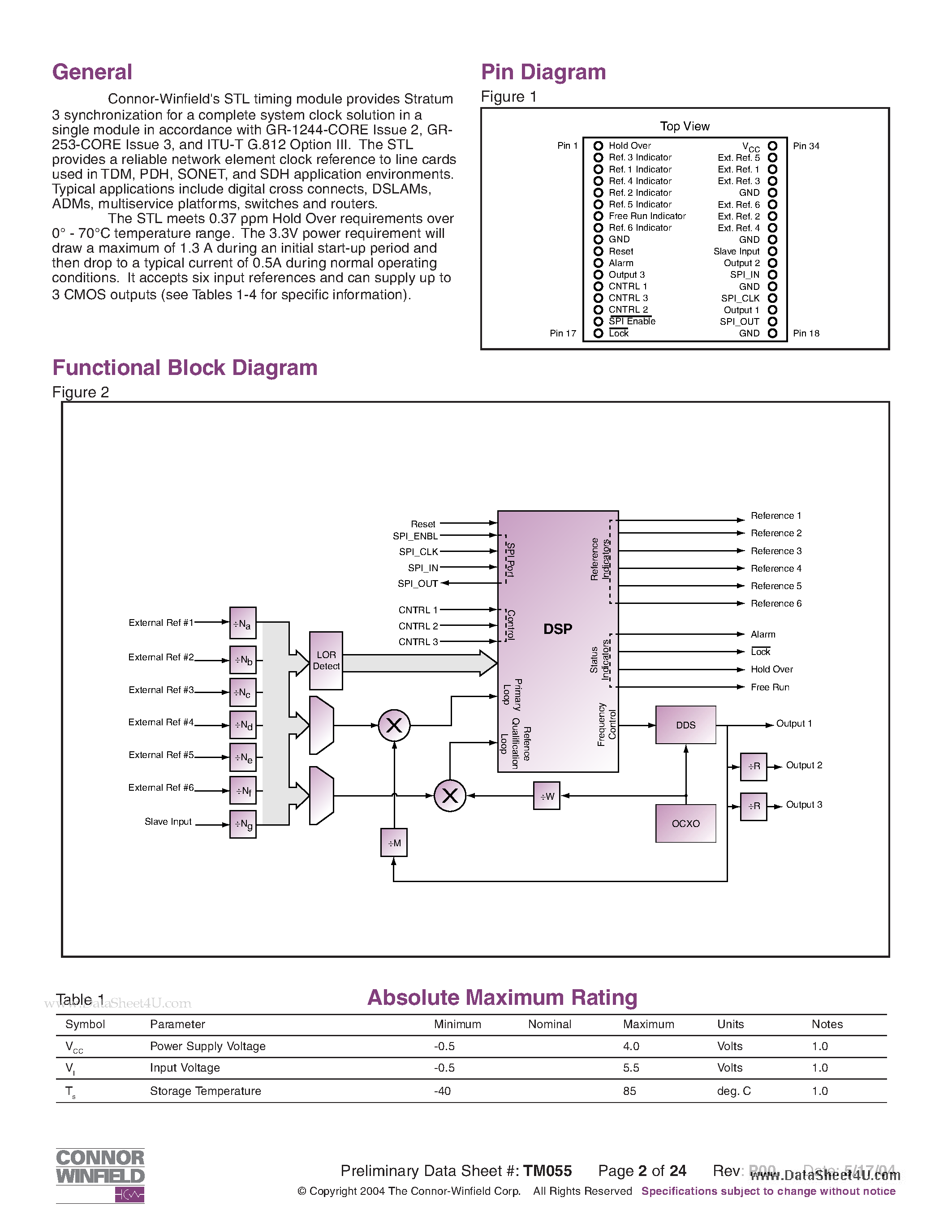 Datasheet STL-S3 - Stratum 3 Timing Module page 2