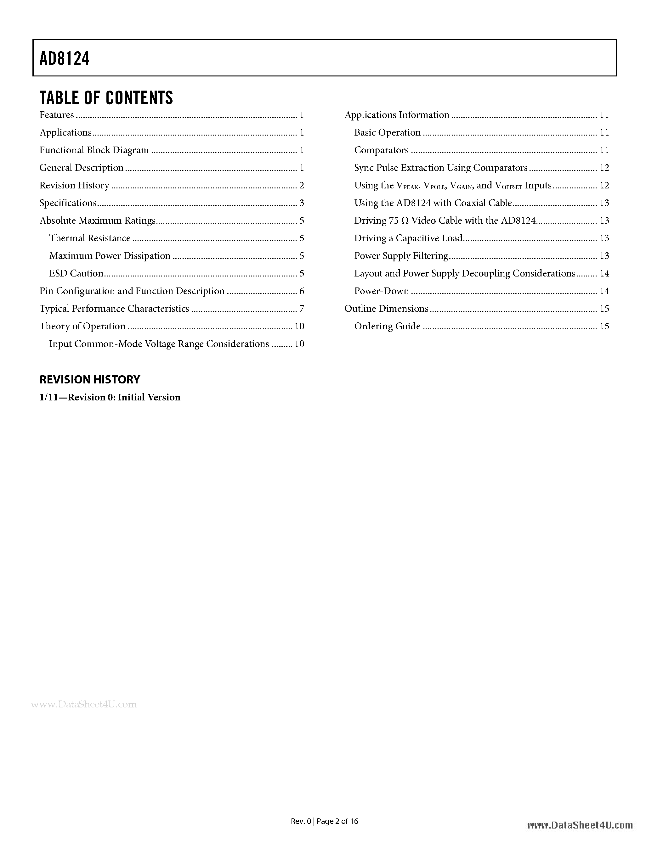 Datasheet AD8124 - Triple Differential Receiver page 2