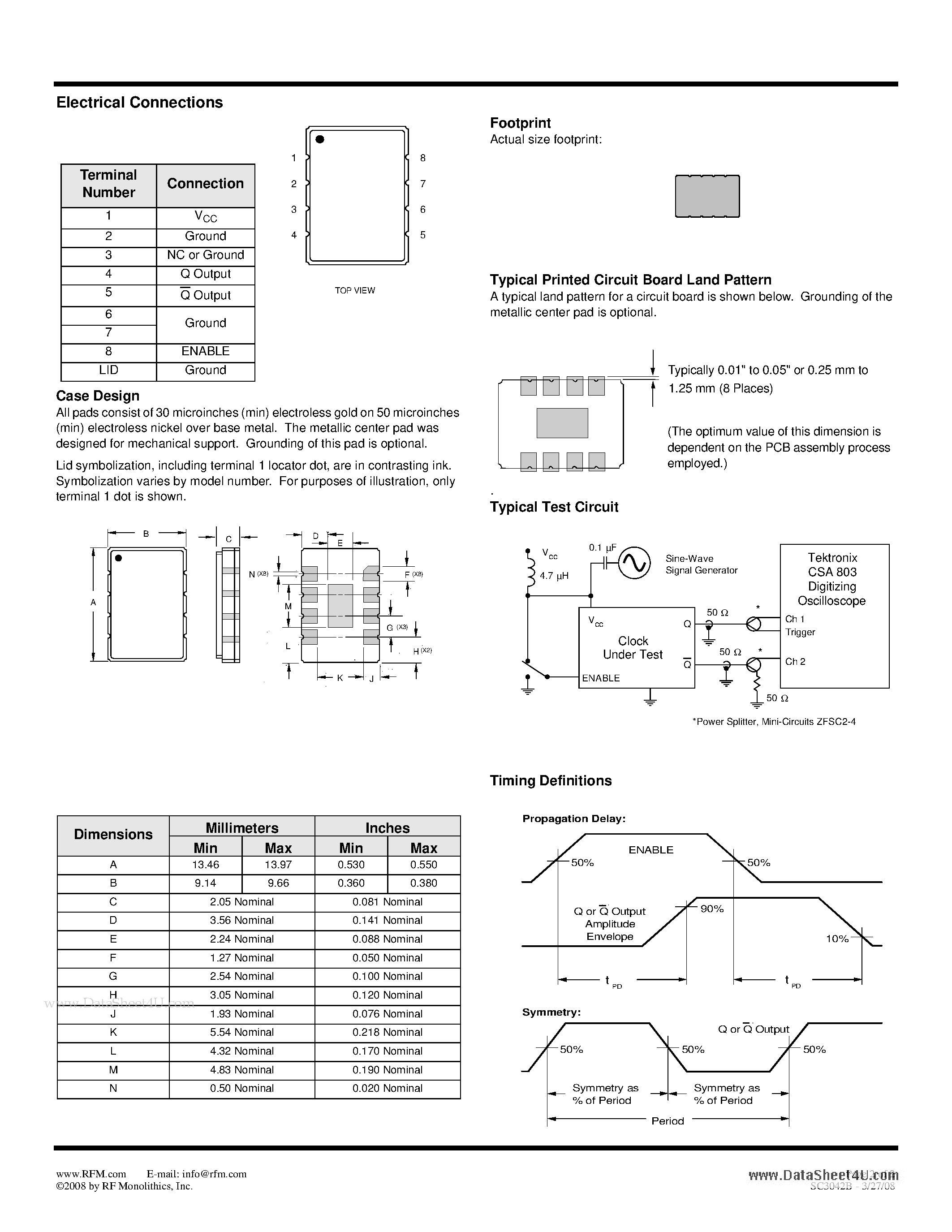 Datasheet SC3042B page 2 Datasheet SC3042B - 624.0 MHz Differential Sine-Wave Clock page 2
