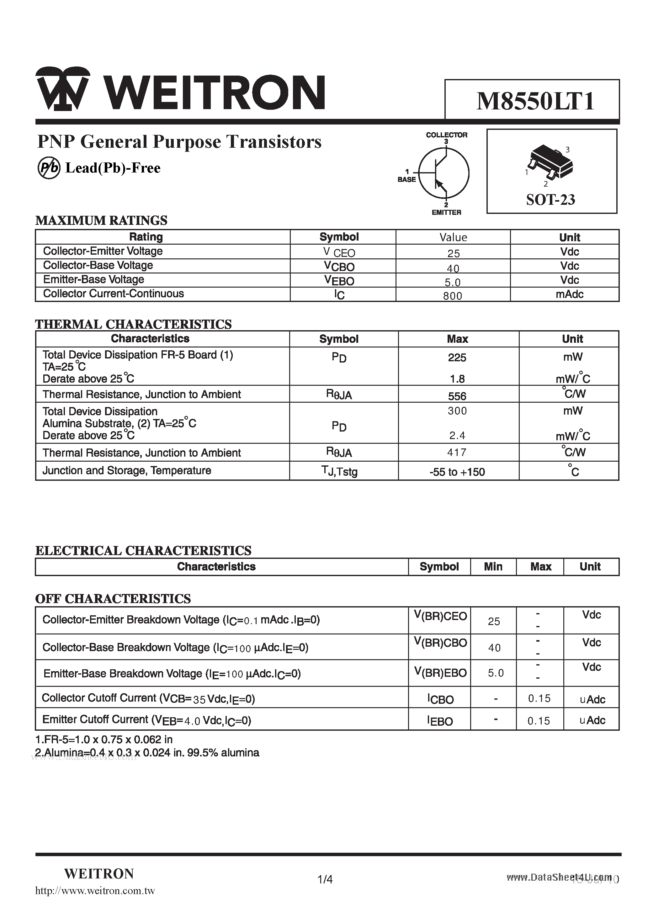 Даташит на микросхему M8550LT1 страница 1 Даташит M8550LT1 - NPN General Purpose Transistors страница 1