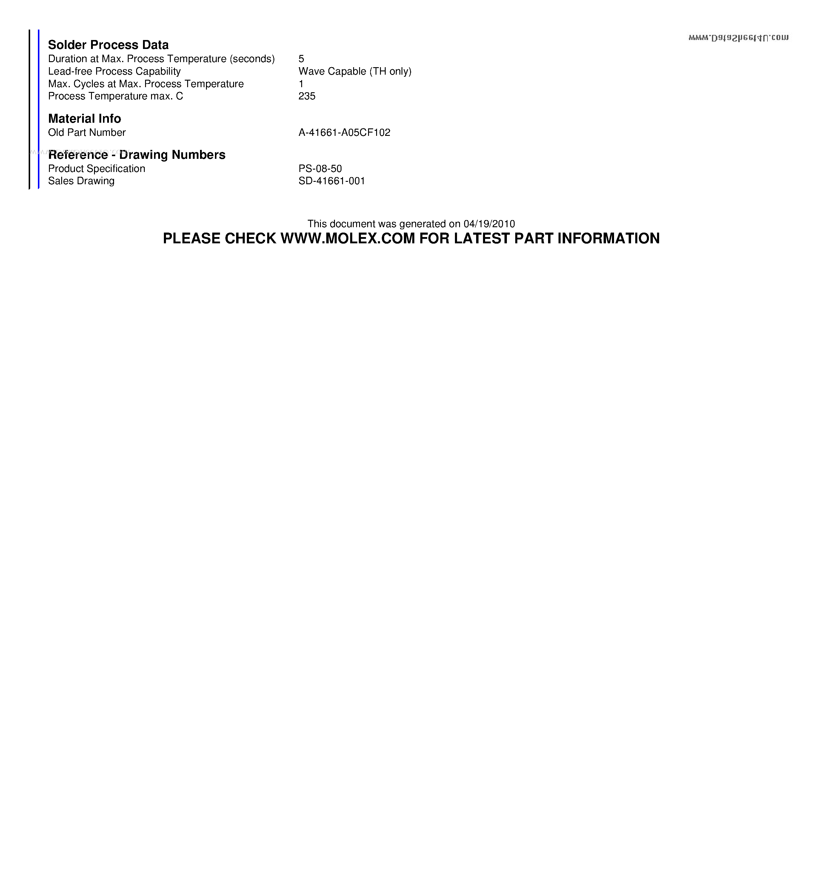 Datasheet A-41661-A05CF102 - 3.96mm (.156) Pitch KK Header / Breakaway / Vertical / 5 Circuits page 2