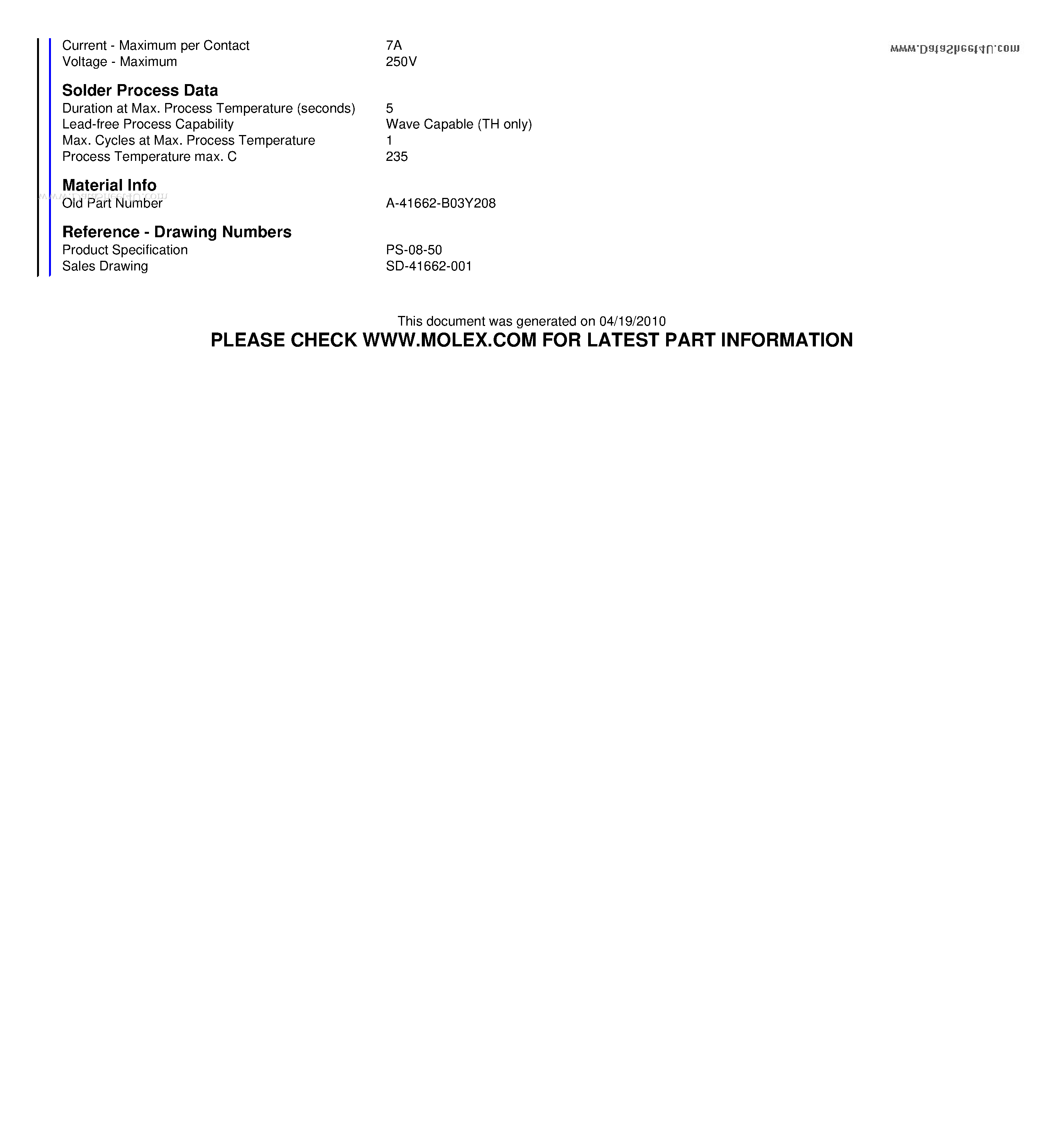 Datasheet A-41662-B03Y208 - 3.96mm (.156) Pitch KK Header Breakaway Right Angle 3 Circuits page 2